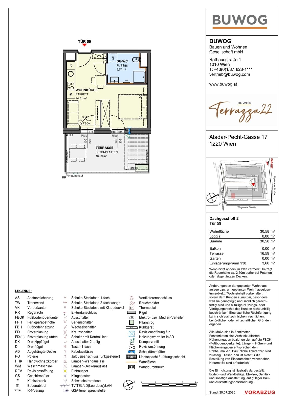 Floorplan Top 17.59 — Terrazza22 — 1 Rooms — 30.6 m² — 2. DG — Südost