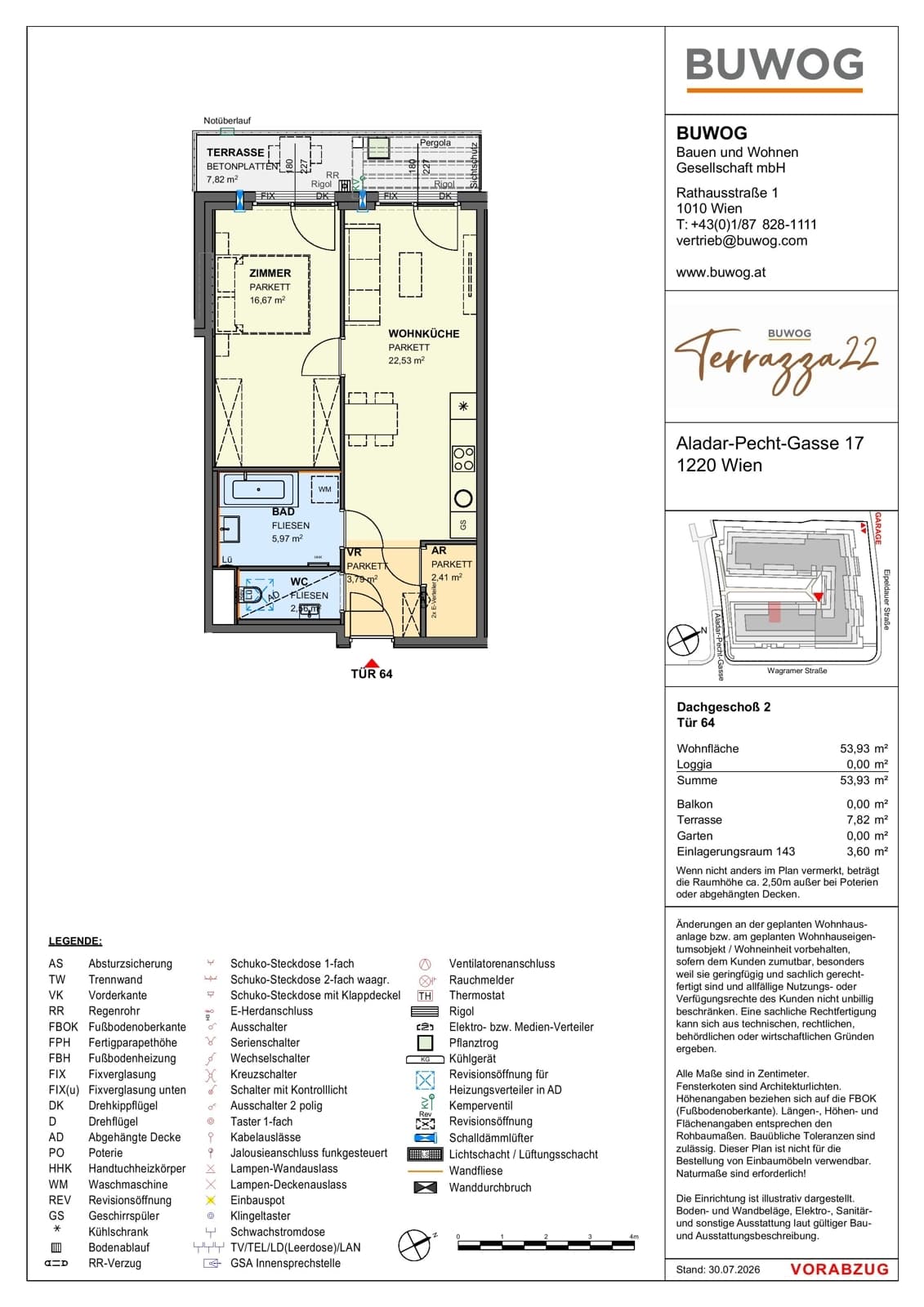 Floorplan Top 17.64 — Terrazza22 — 2 Rooms — 53.9 m² — 2. DG — Nordwest