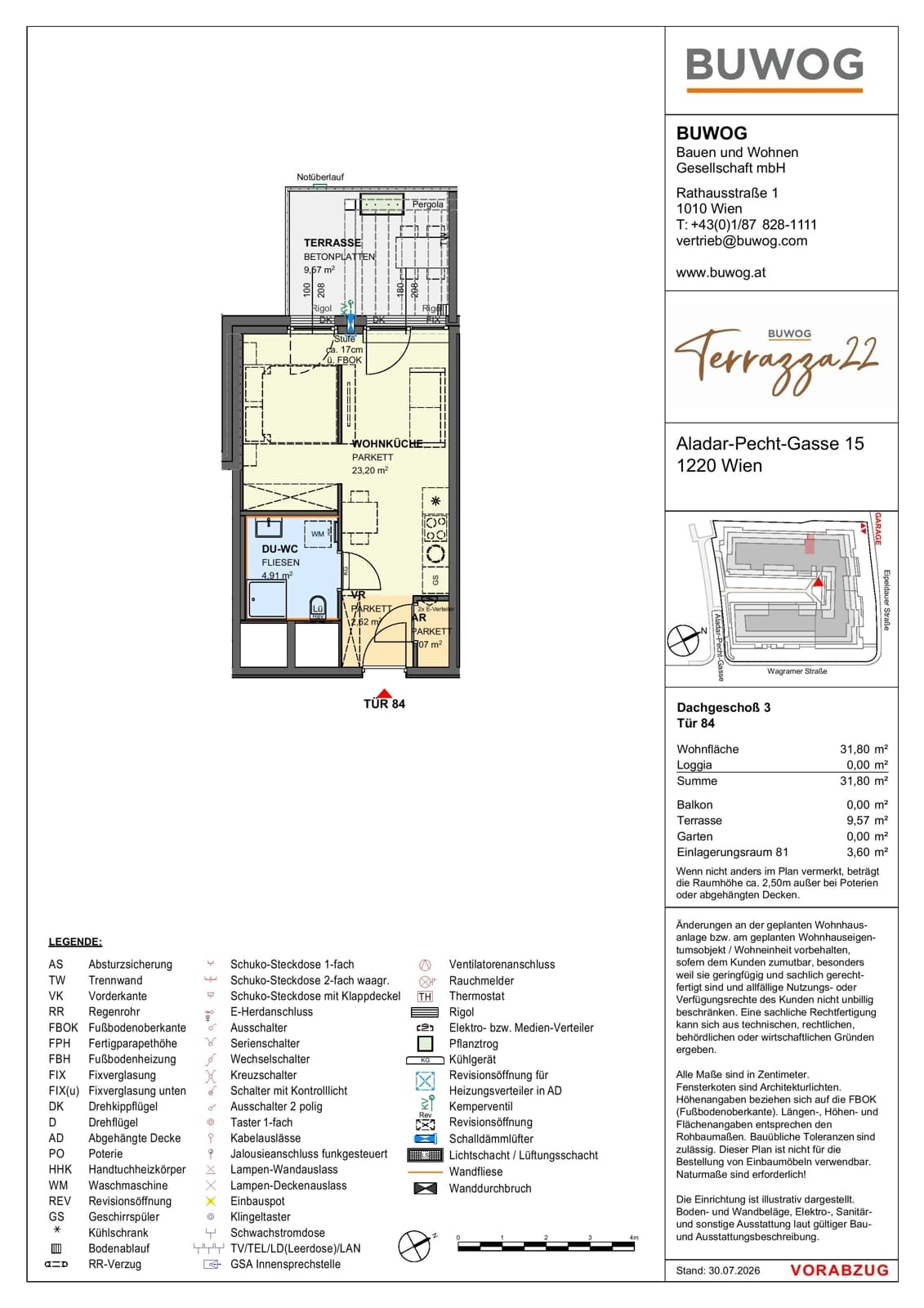 Floorplan Top 15.84 — Terrazza22 — 1 Rooms — 31.8 m² — 3. DG — Nordwest