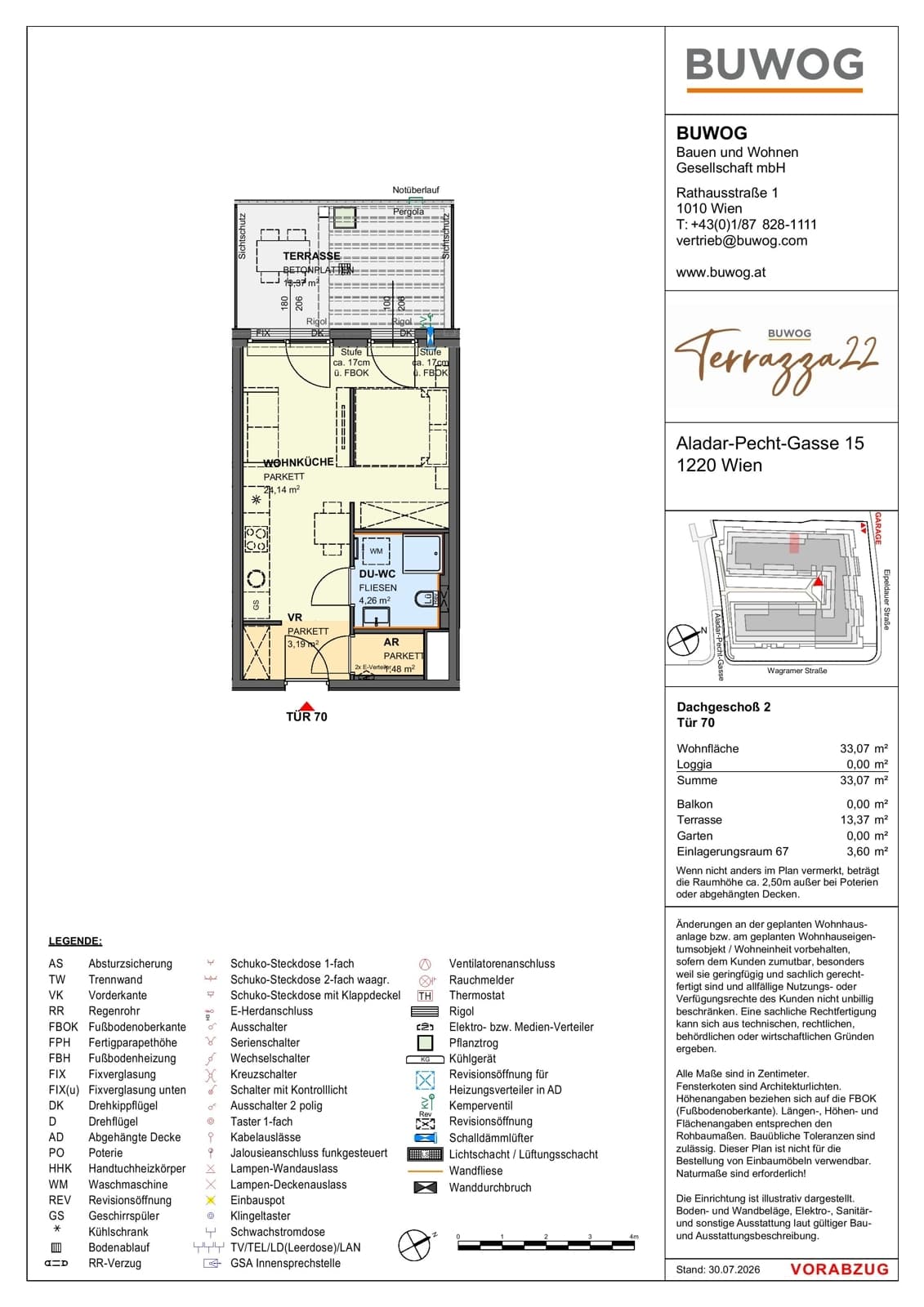 Floorplan Top 15.70 — Terrazza22 — 1 Rooms — 33.1 m² — 2. DG — Nordwest