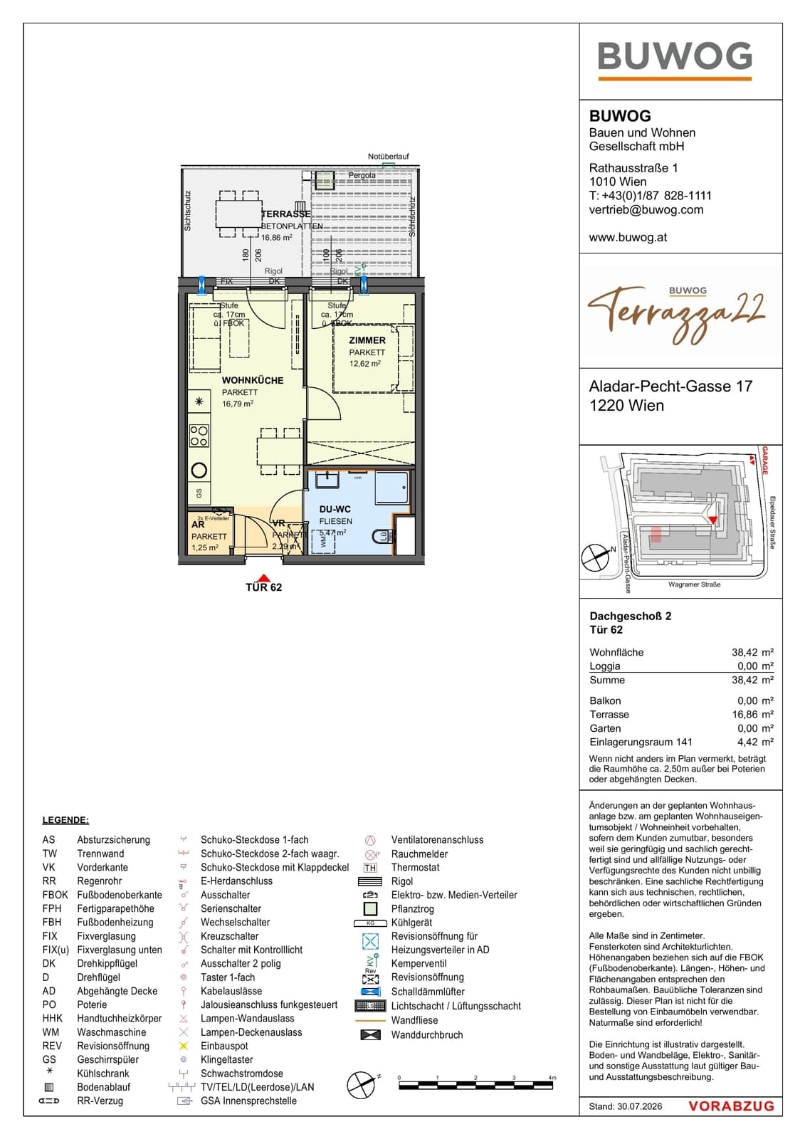 Floorplan Top 17.62 — Terrazza22 — 2 Rooms — 38.4 m² — 2. DG — Nordwest