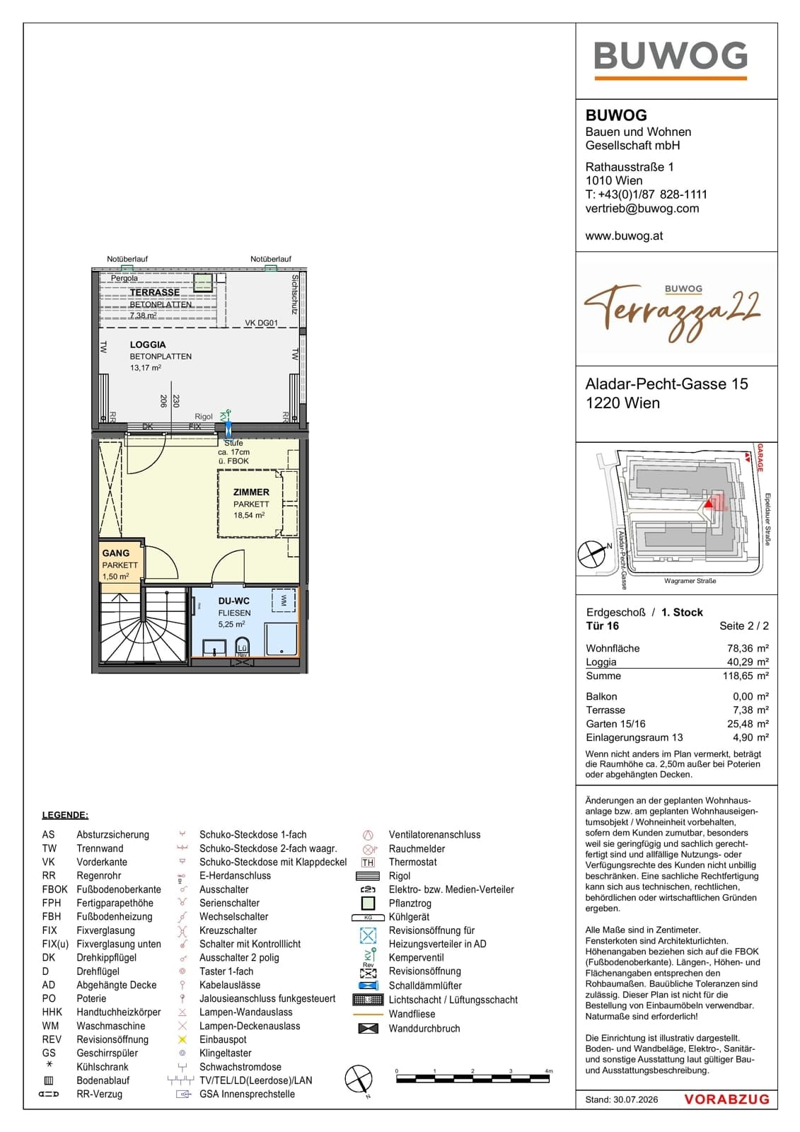 Floorplan Top 15.16 — Terrazza22 — 3 Rooms — 78.4 m² — EG — Südwest — Floorplan 2/2
