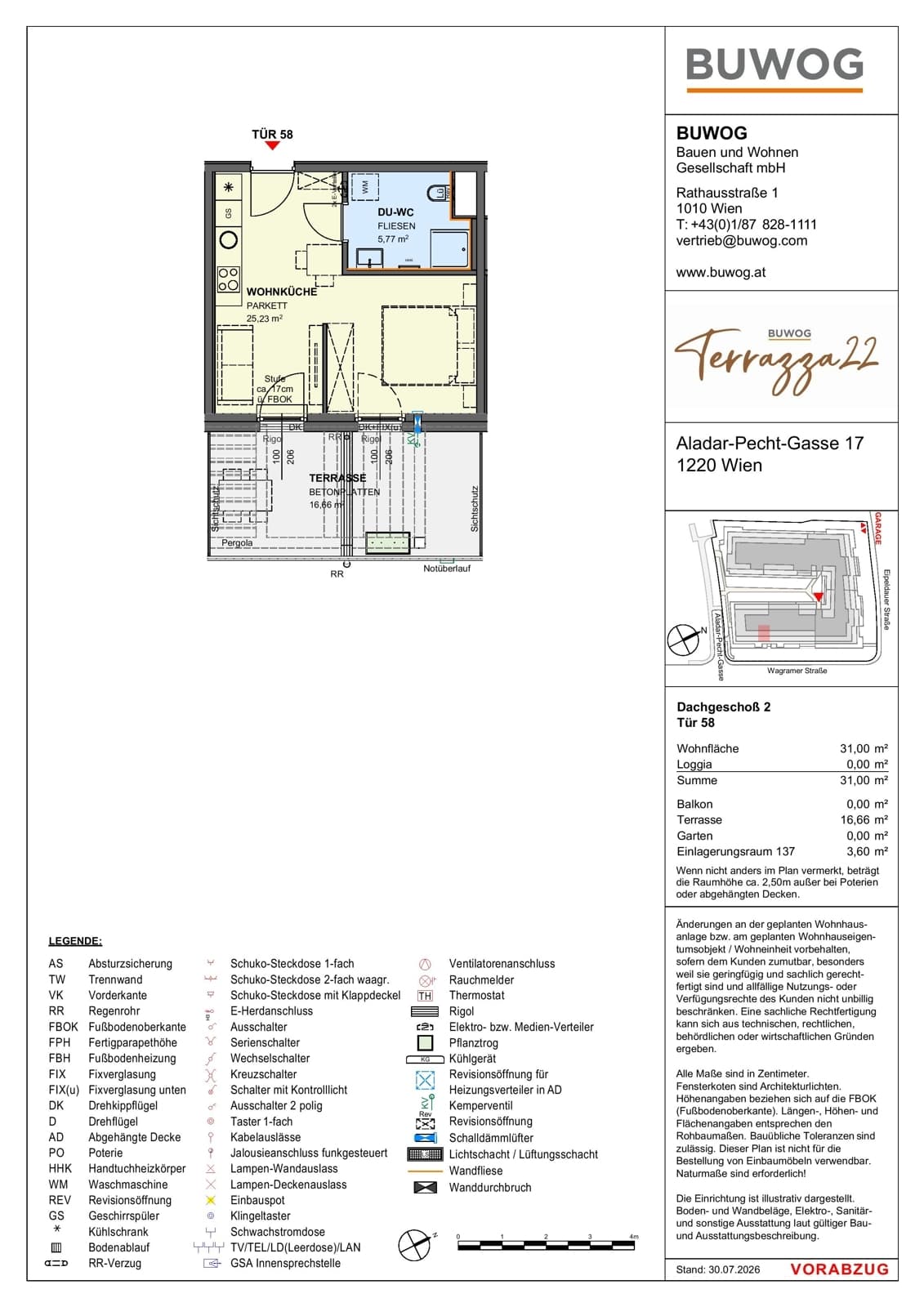 Floorplan Top 17.58 — Terrazza22 — 1 Rooms — 31 m² — 2. DG — Südost