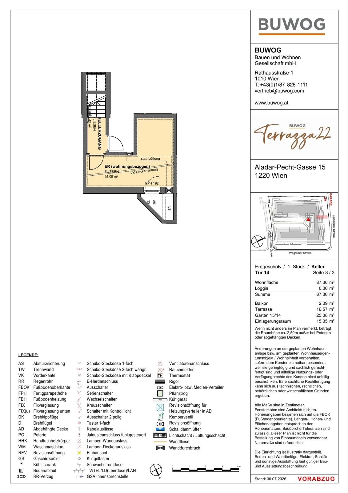 Floorplan Top 15.14 — Terrazza22 — 3 Rooms — 87.3 m² — EG — Nordost — Floorplan 3/3