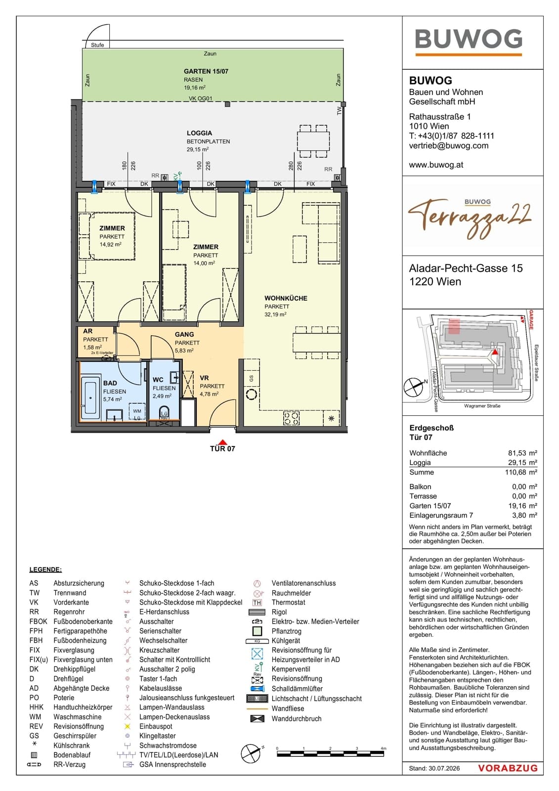 Floorplan Top 15.07 — Terrazza22 — 3 Rooms — 81.5 m² — EG — Nordwest