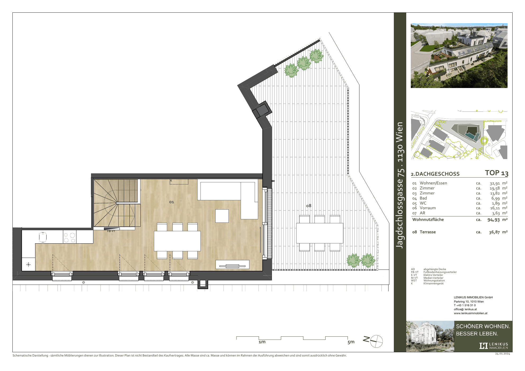 Grundriss Top 13 — THE GREENERY — 3 Zimmer — 94,9 m² — 1. DG — Grundriss 3/3