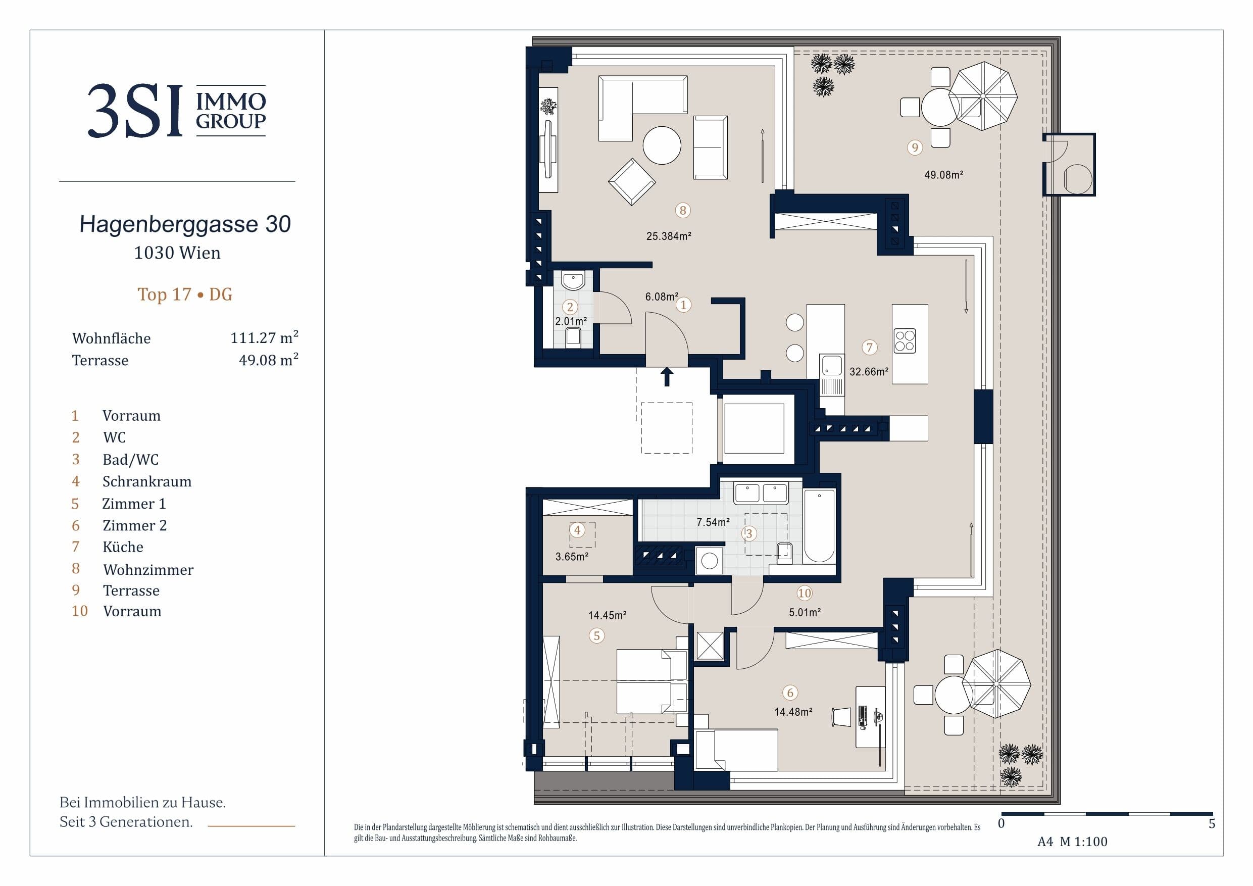 Grundriss Top 17 — THE HEIGHTS — 3 Zimmer — 111,3 m² — DG