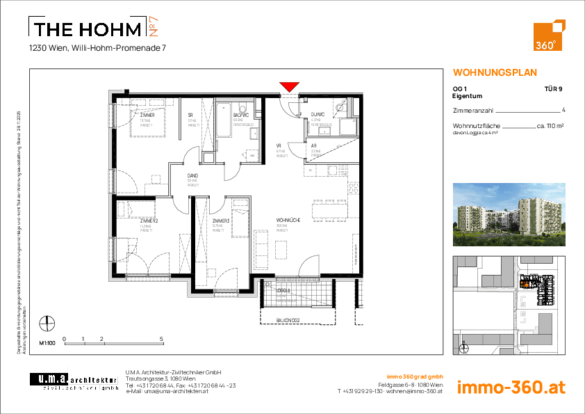 Grundriss Top 9 — THE HOHM 7 — 4 Zimmer — 110,1 m² — 1. OG