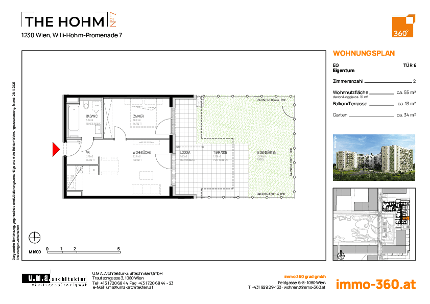 Grundriss Top 6 — THE HOHM 7 — 2 Zimmer — 54,9 m² — EG