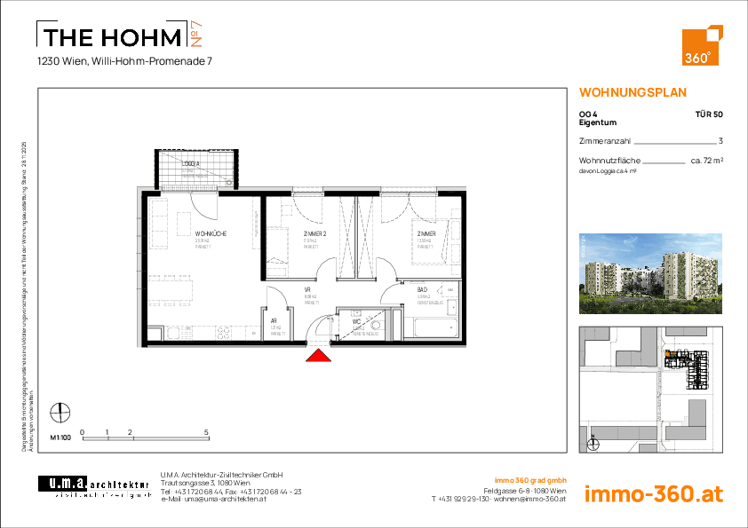 Grundriss Top 50 — THE HOHM 7 — 3 Zimmer — 71,8 m² — 4. OG