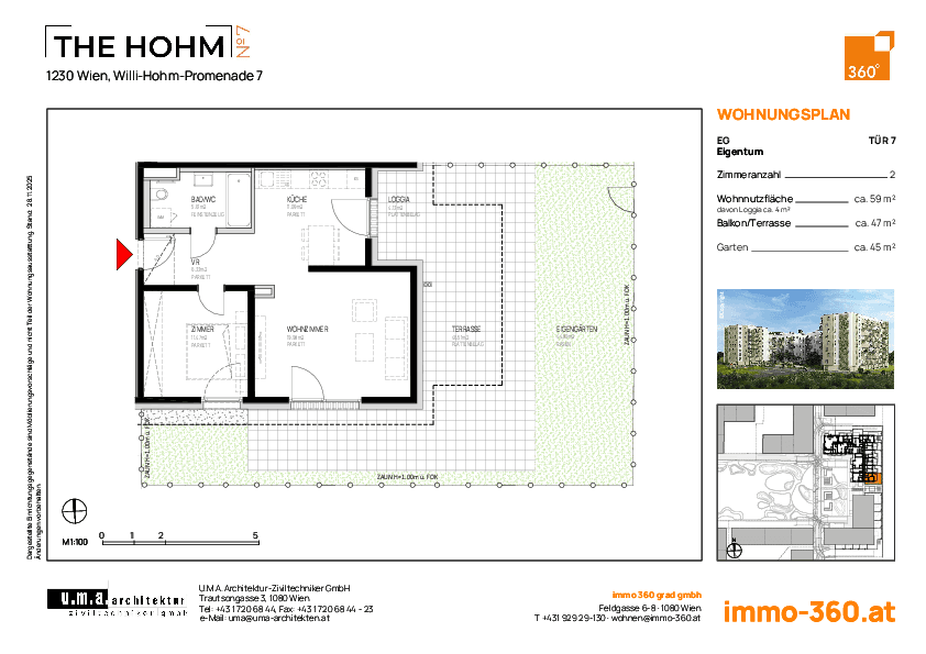 Grundriss Top 7 — THE HOHM 7 — 2 Zimmer — 58,7 m² — EG