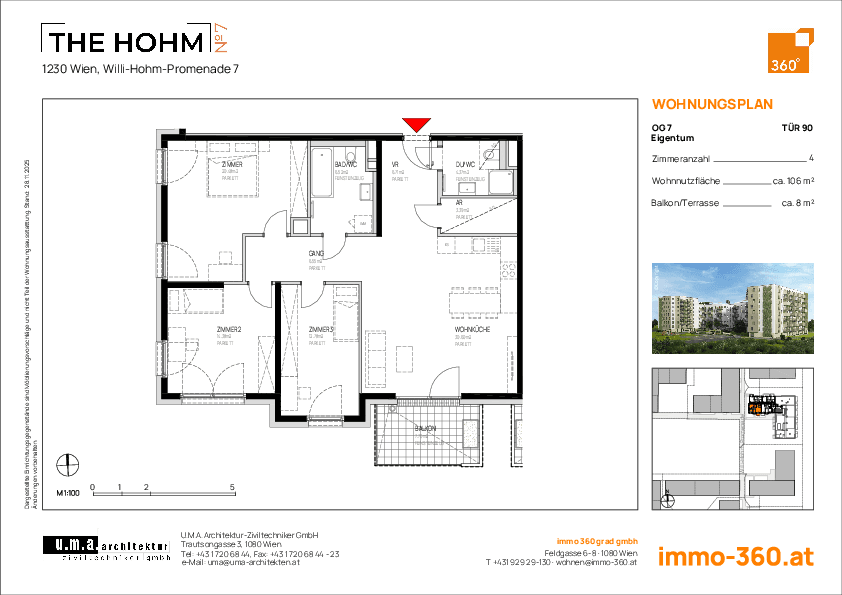 Grundriss Top 90 — THE HOHM 7 — 4 Zimmer — 105,9 m² — 7. OG