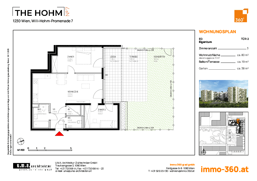 Grundriss Top 2 — THE HOHM 7 — 3 Zimmer — 80 m² — EG