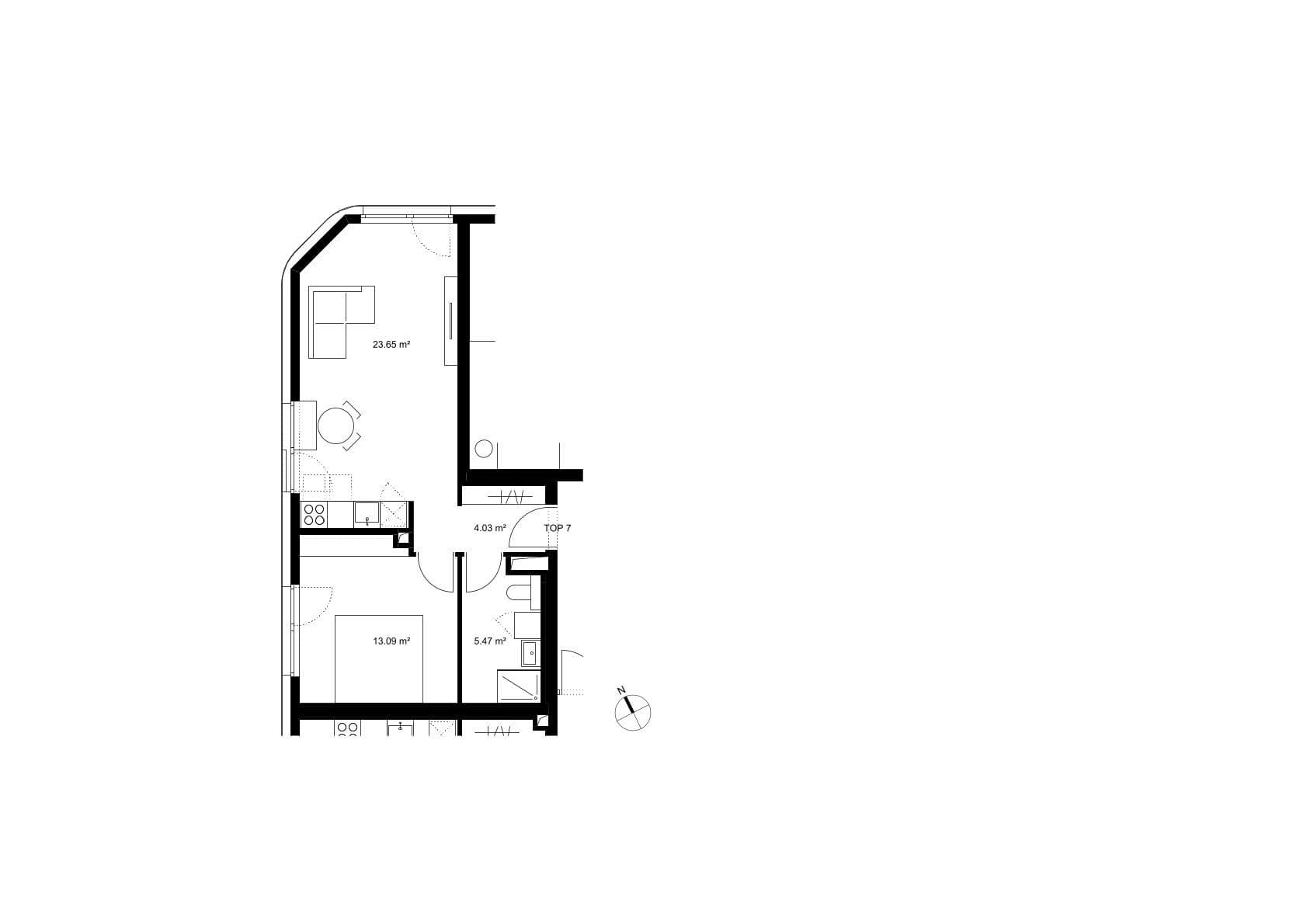 Grundriss Top 7 — UMS ECK 51 — 2 Zimmer — 46,2 m²