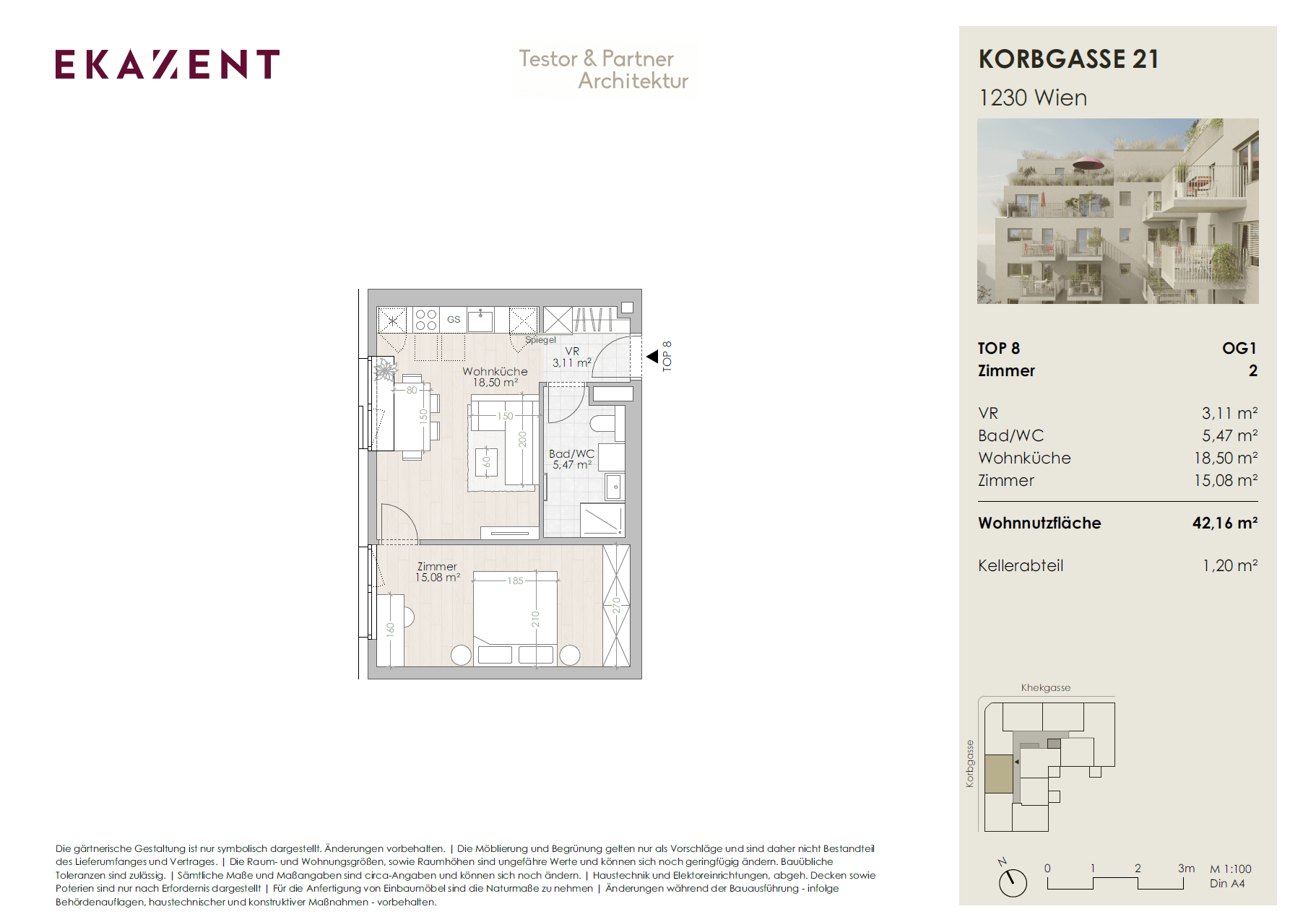 Grundriss Top 8 — UMS ECK 51 — 2 Zimmer — 42,2 m²