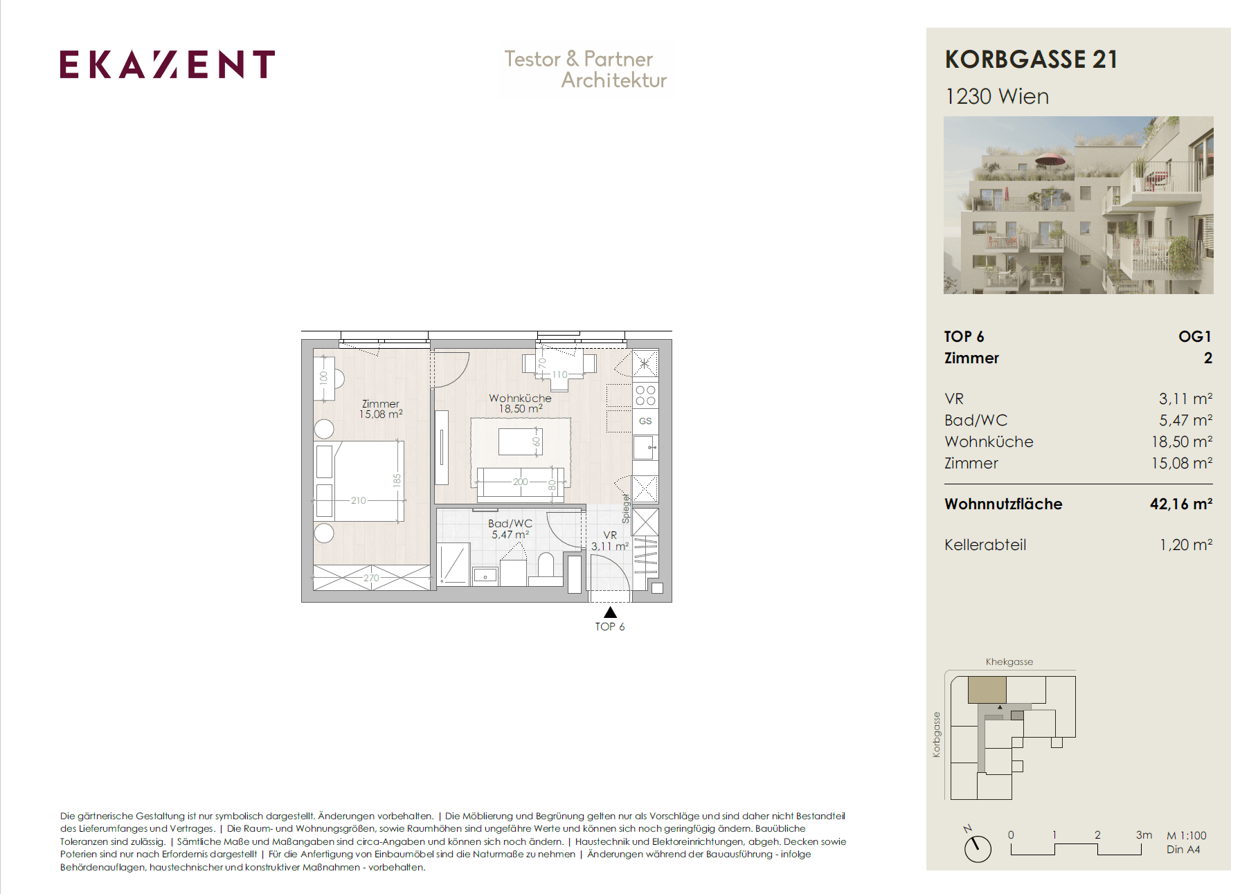 Grundriss Top 6 — UMS ECK 51 — 2 Zimmer — 42,2 m²