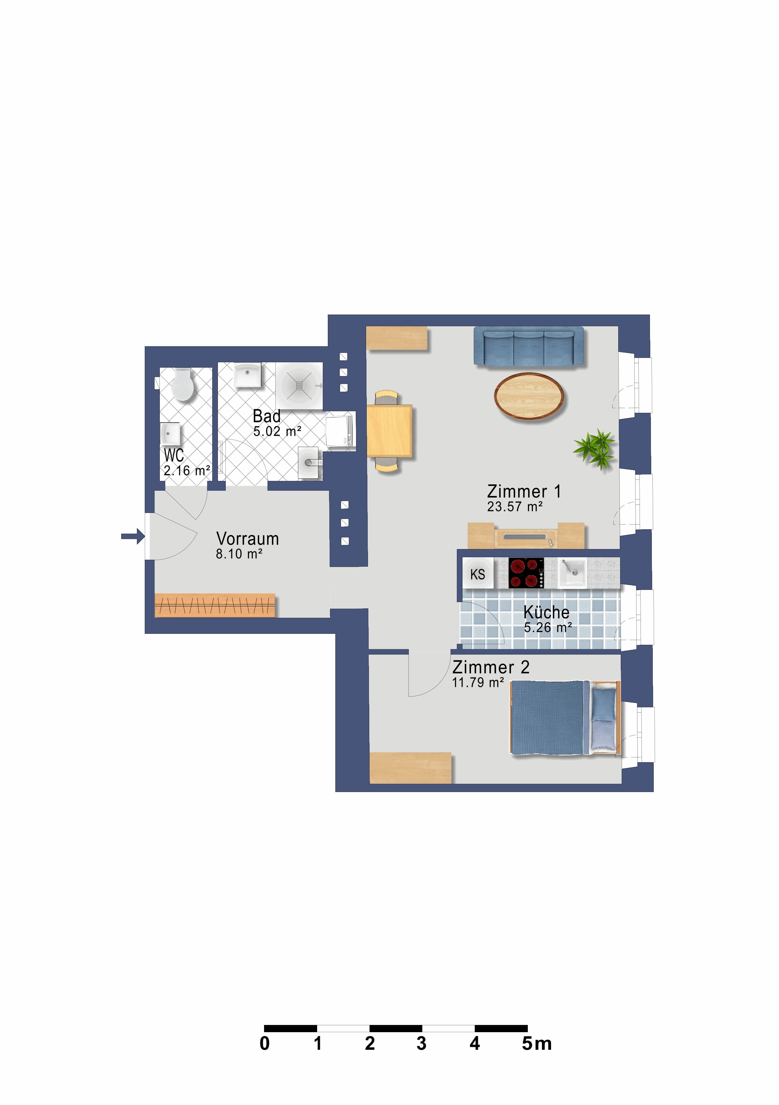 Grundriss Top 14 — VDG18 — 2 Zimmer — 55,9 m²
