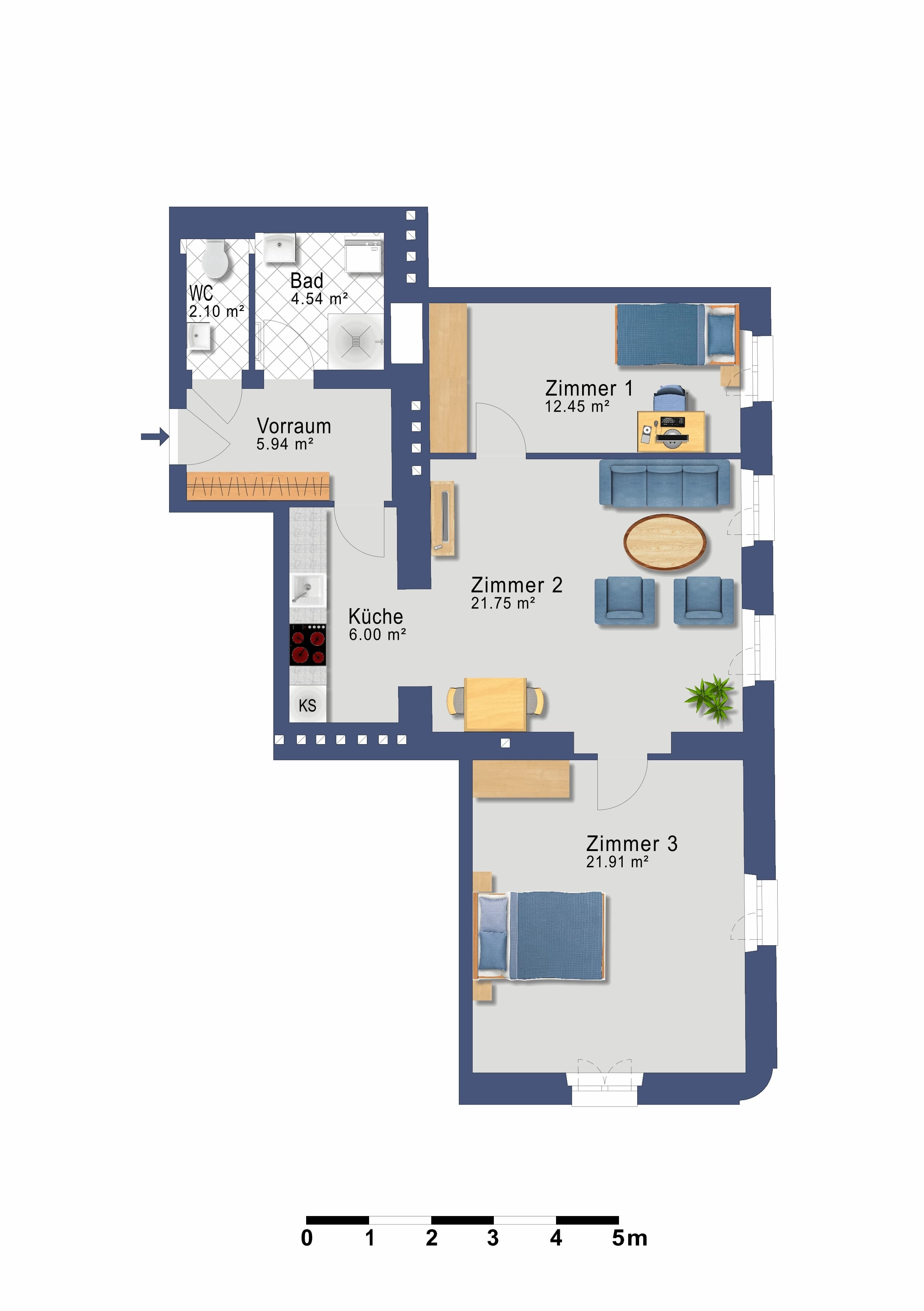 Floorplan Top 31 — VDG18 — 3 Rooms — 74.7 m²