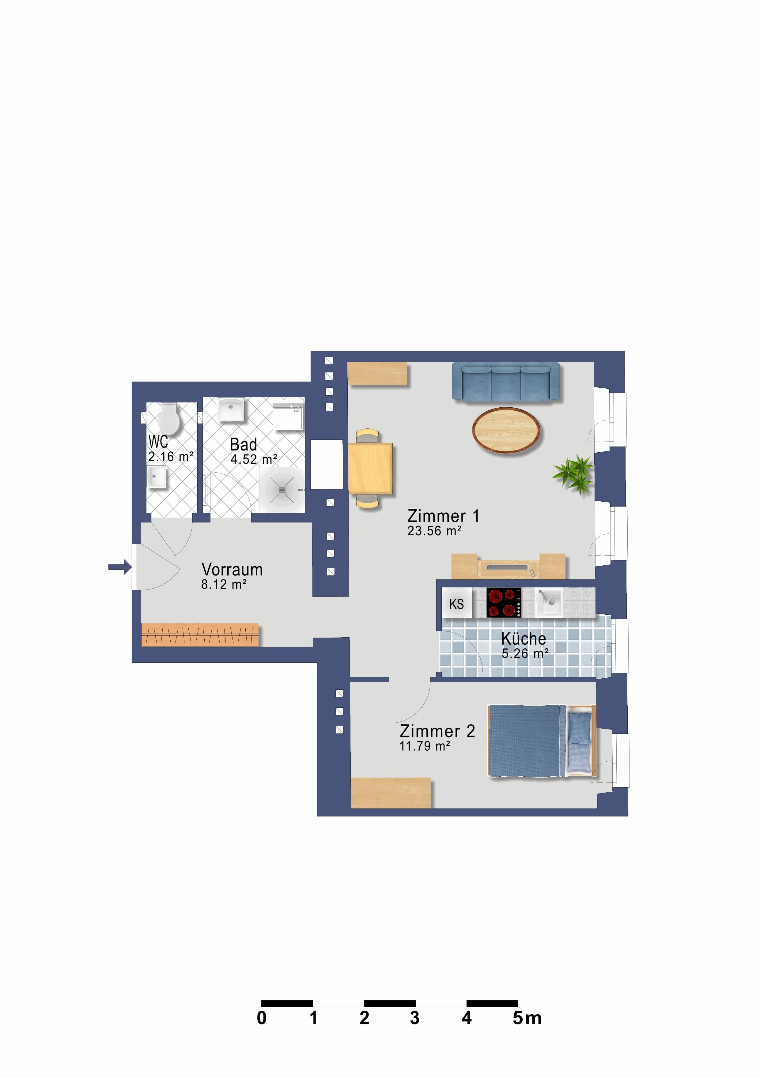 Grundriss Top 23 — VDG18 — 2 Zimmer — 55,4 m²