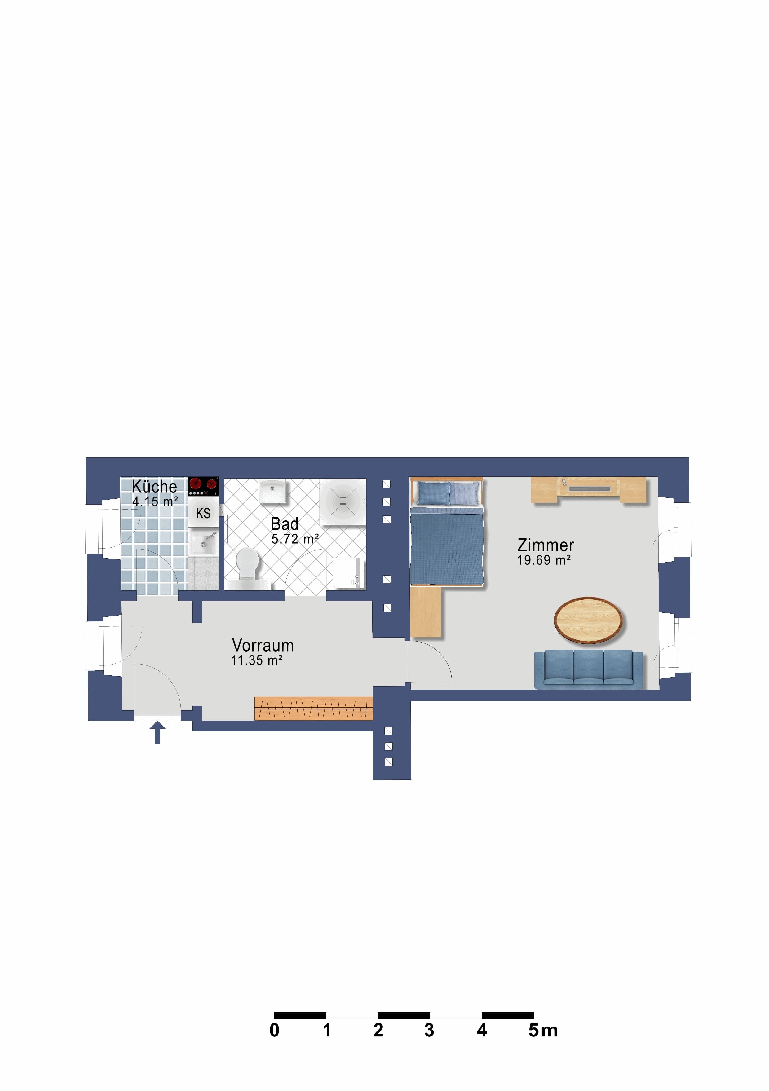 Grundriss Top 16 — VDG18 — 1.5 Zimmer — 40,9 m²