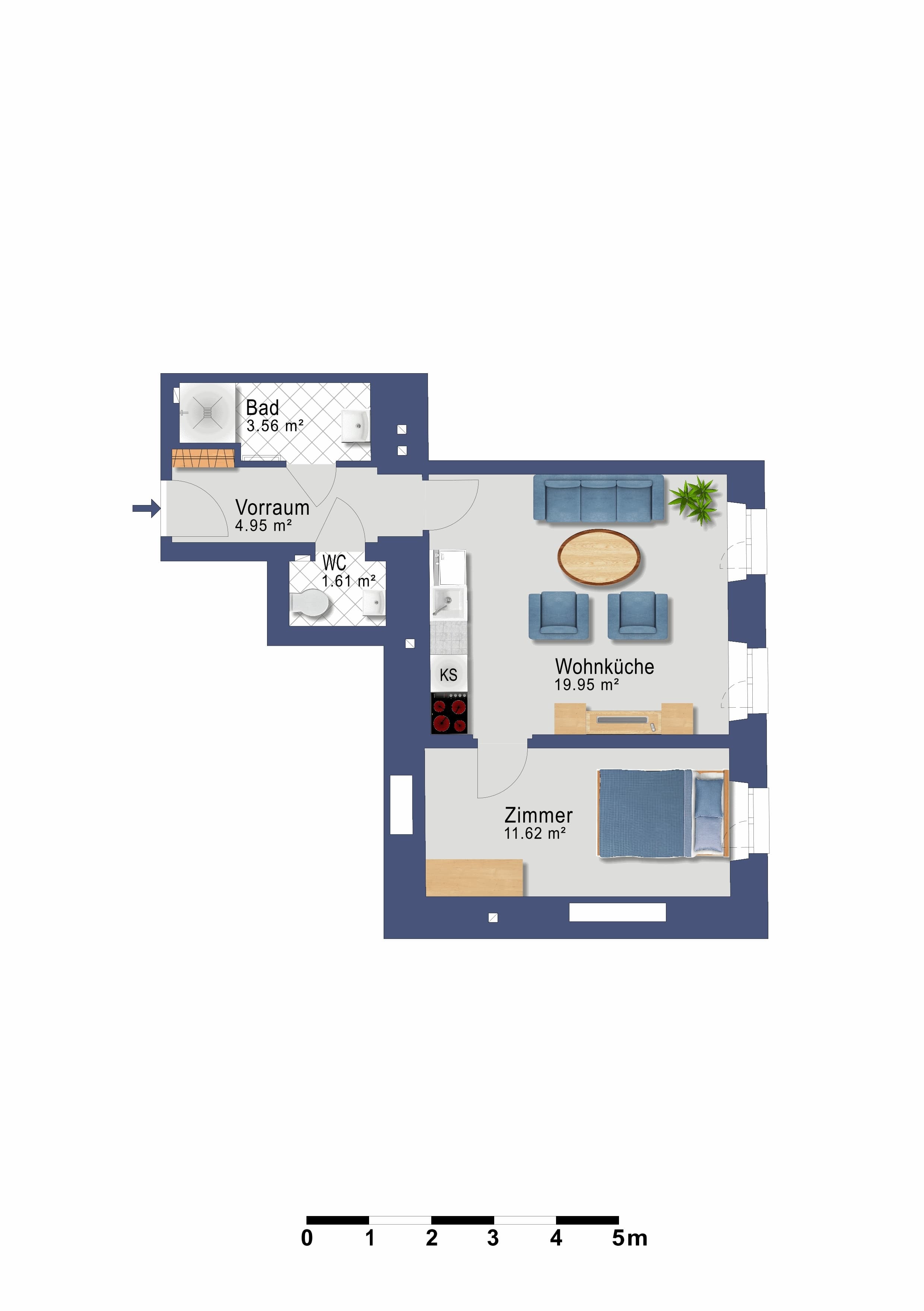 Grundriss Top 5 — VDG18 — 2 Zimmer — 41,7 m²