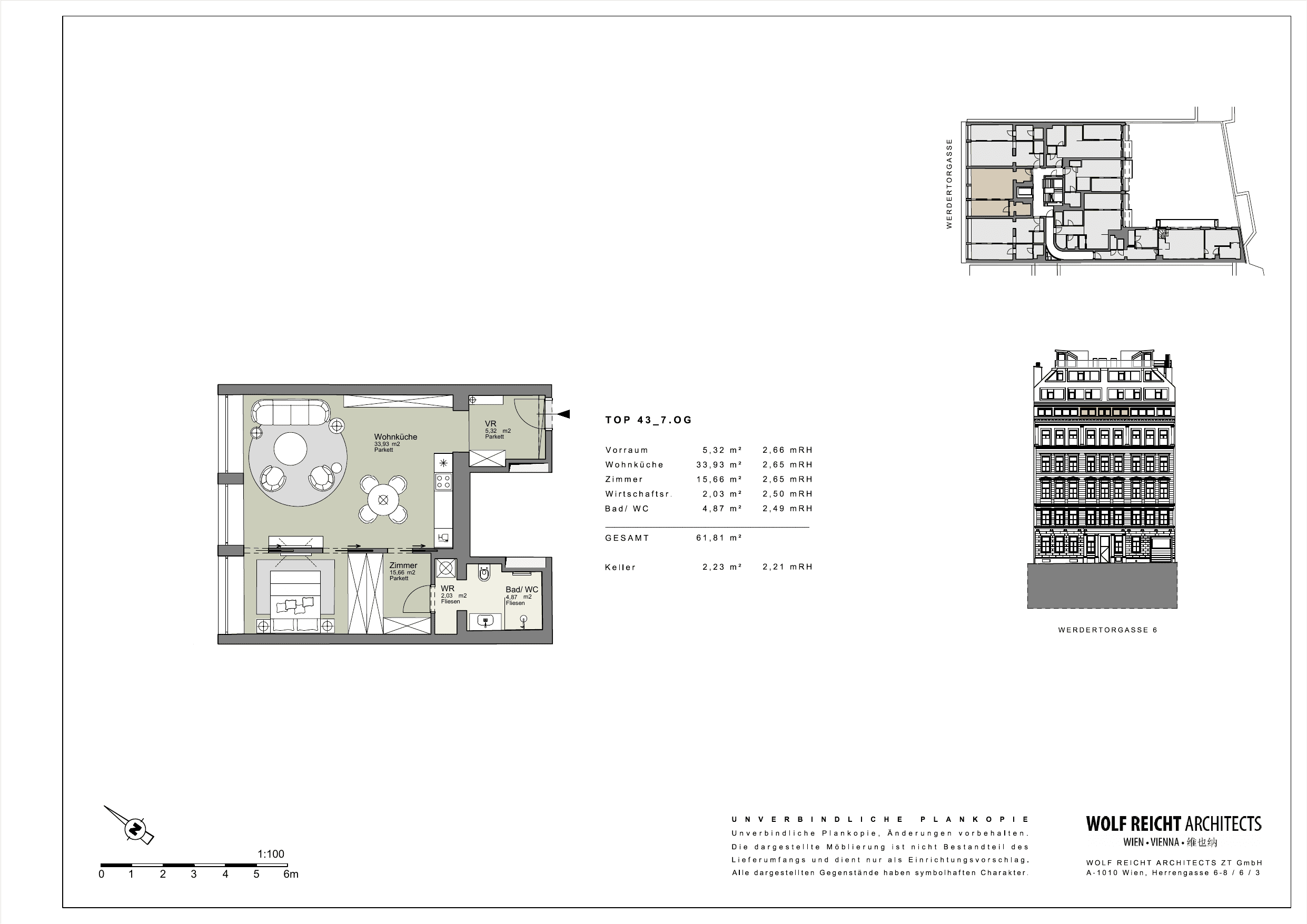 Floorplan Top 43 — Werder Six — 2 Rooms — 62 m² — 7. OG