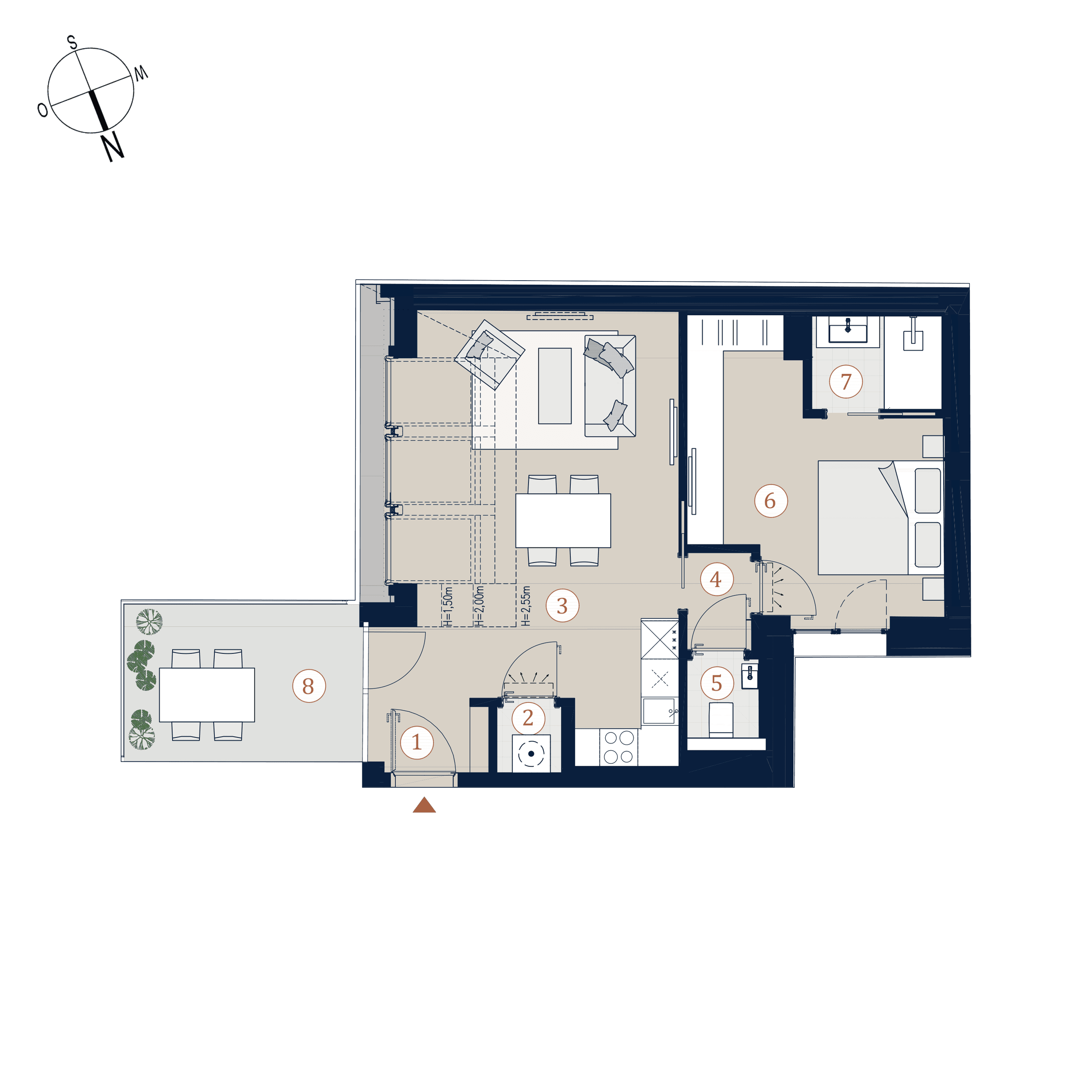 Grundriss Top 40 — Prunkstück — 2 Zimmer — 54,2 m² — 1st attic floor — Norden, Osten