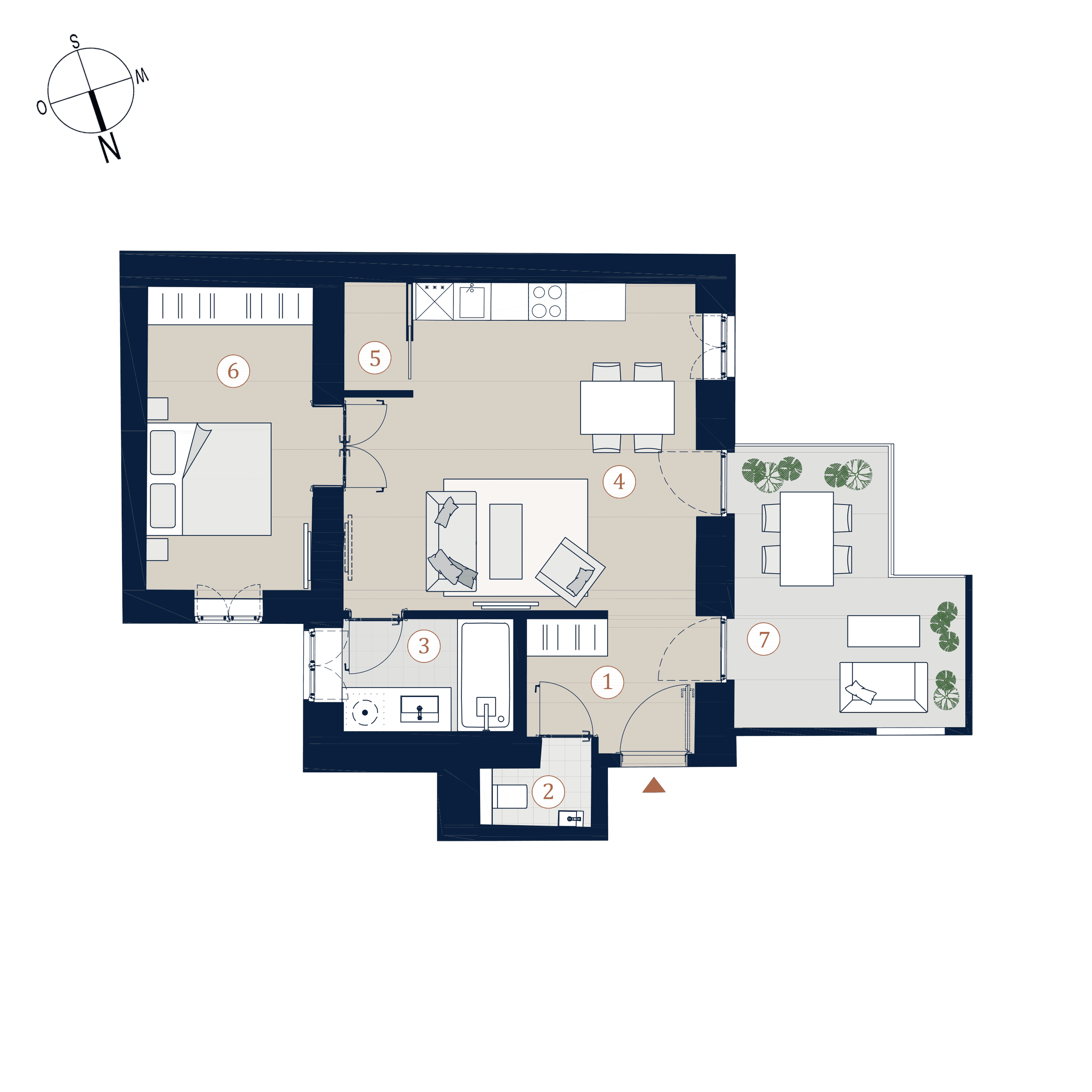 Grundriss Top 20 — Prunkstück — 2 Zimmer — 54,3 m² — 3rd floor — Norden, Westen