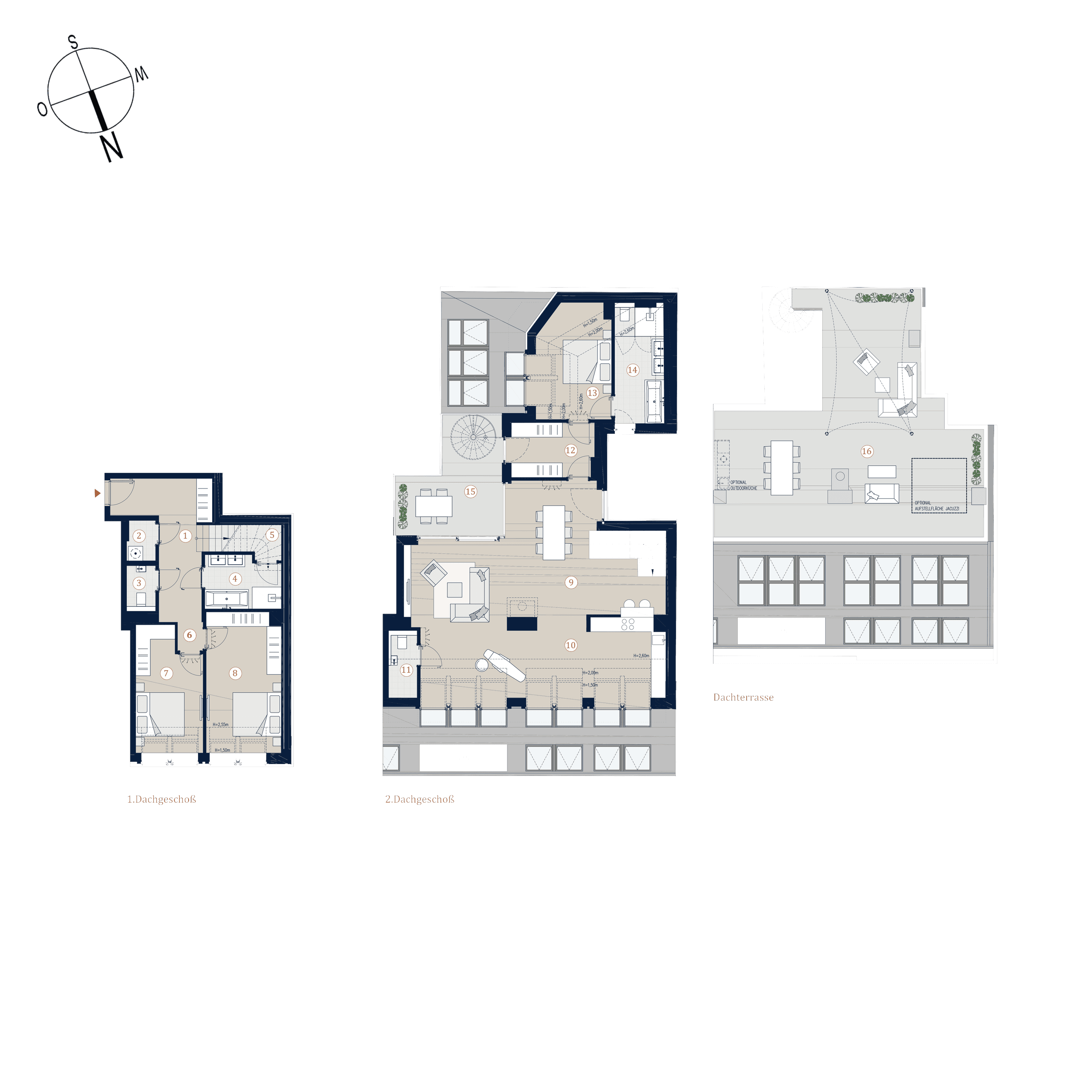 Grundriss Top 39 — Prunkstück — 4 Zimmer — 183,7 m² — 1st attic floor / 2nd attic floor — Norden, Süden, Westen