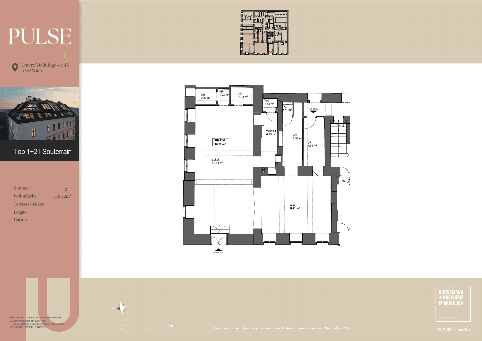 Grundriss Top 1-2 — Pulse — 2 Zimmer — 118,2 m² — Basement