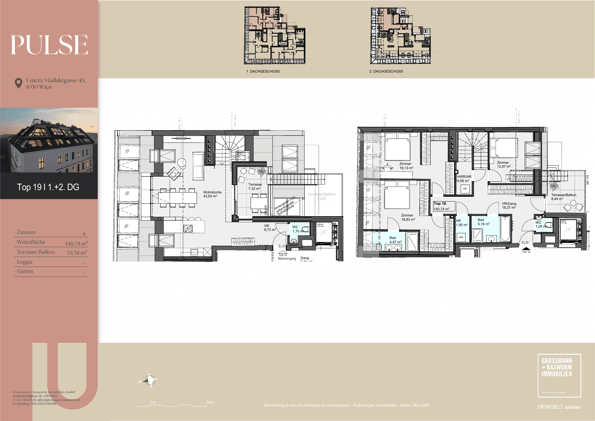 Grundriss Top 19 — Pulse — 4 Zimmer — 140,7 m² — 1st attic floor / 2nd attic floor