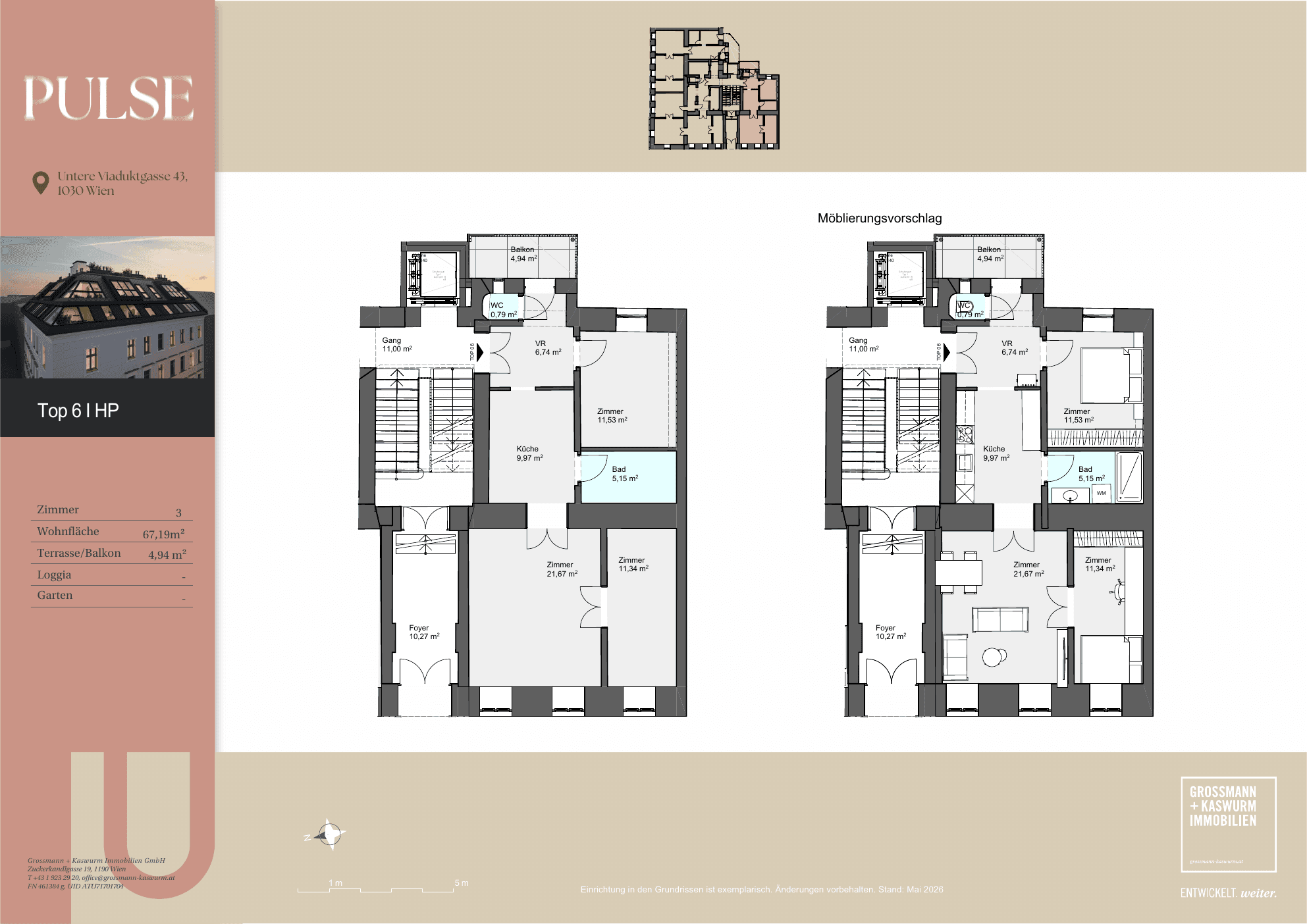 Grundriss Top 6 — Pulse — 3 Zimmer — 67,2 m² — Ground floor