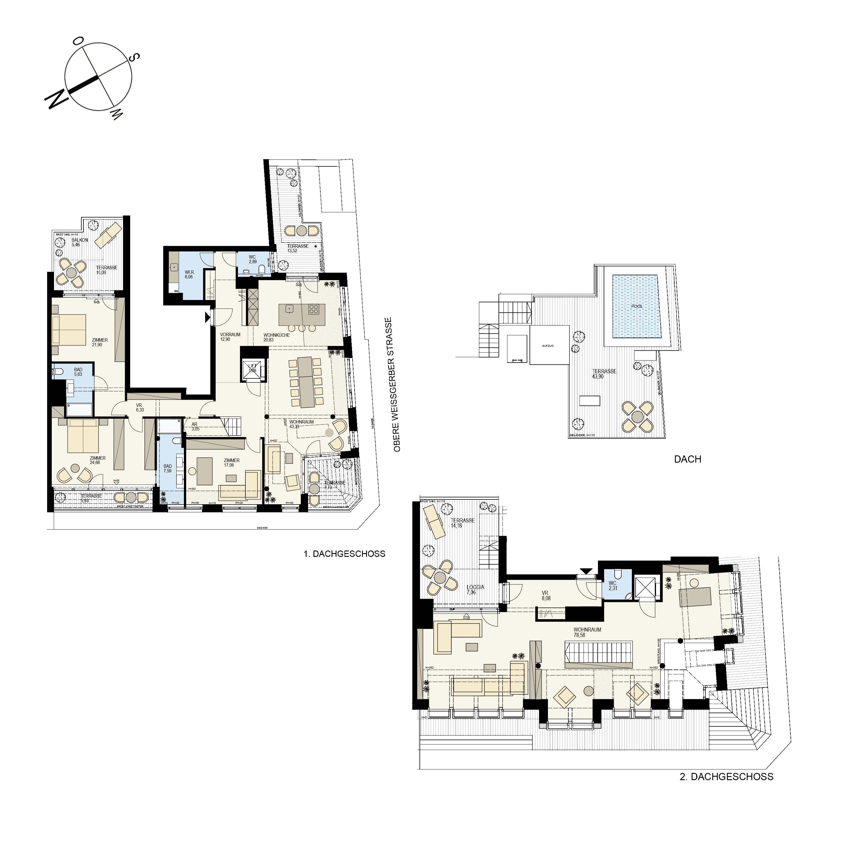 Grundriss Top 1/36 — Der Goldene Phönix — 5 Zimmer — 269,3 m² — 1st attic floor