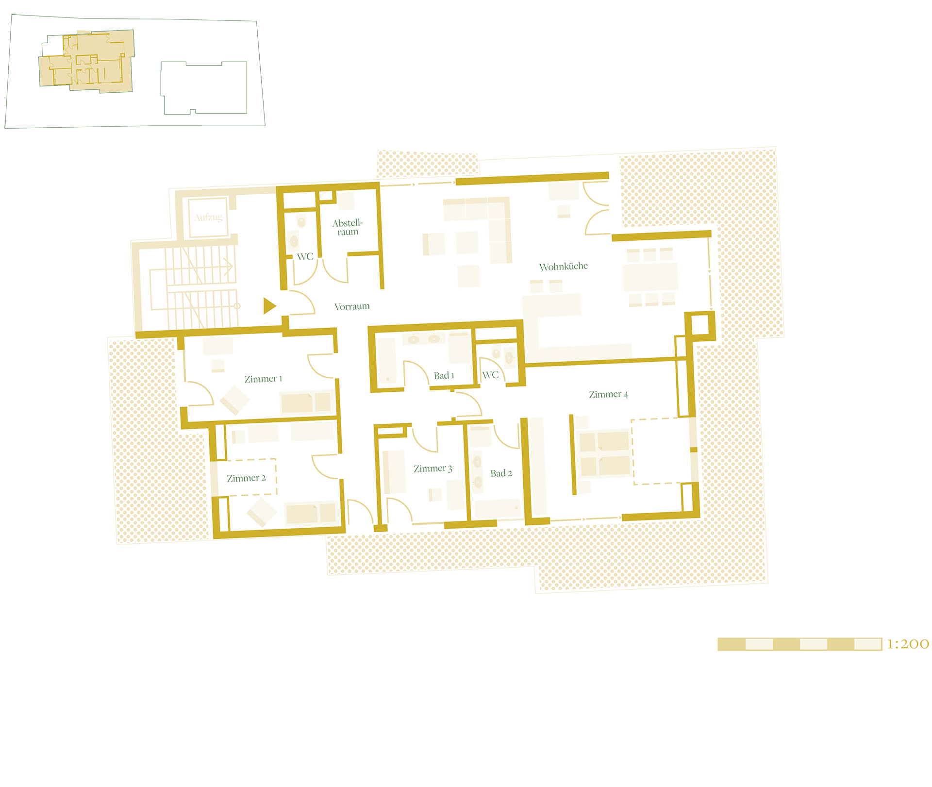 Grundriss Top 1.7 — Rebenblick — 5 Zimmer — 182,7 m² — Attic floor — Grundriss 1/2