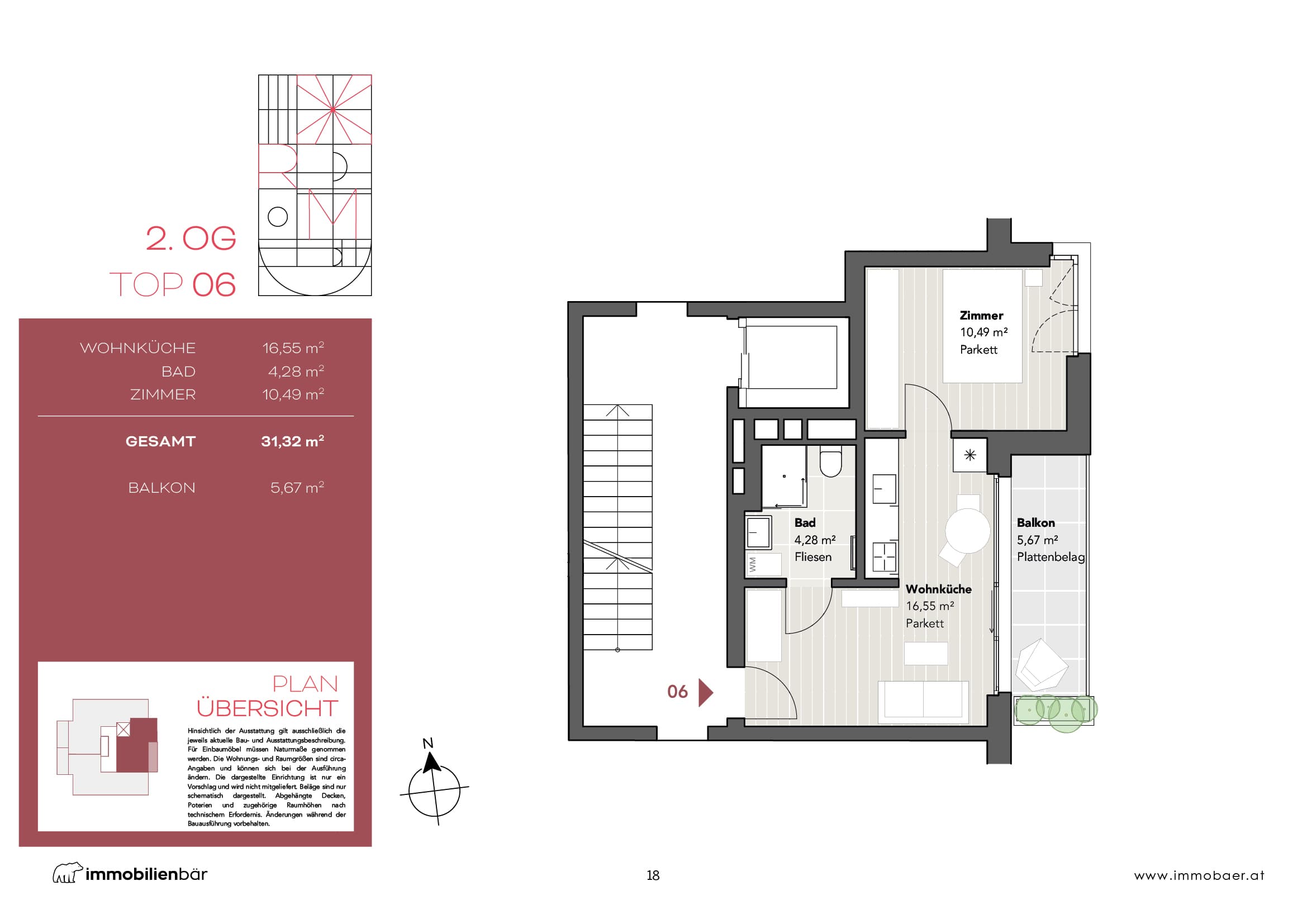 Grundriss Top 06 — Red Mill — 2 Zimmer — 31,3 m² — 2nd floor