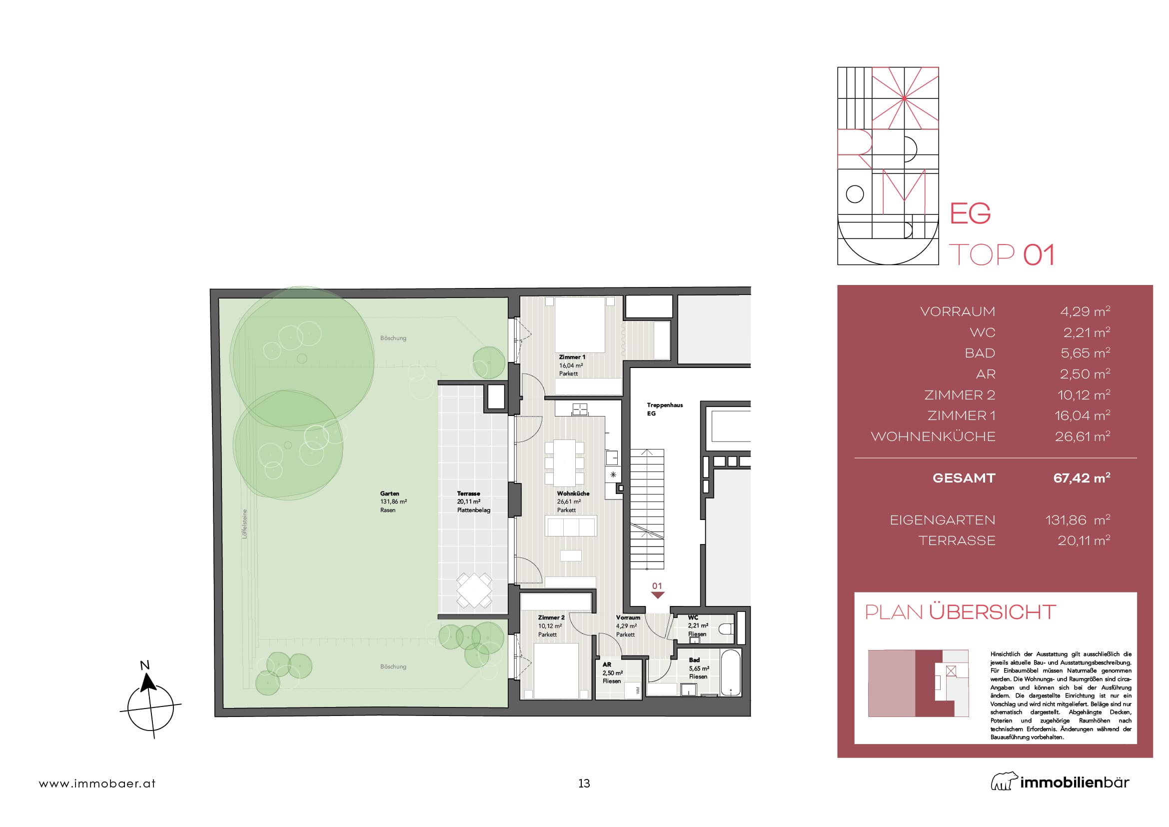 Grundriss Top 01 — Red Mill — 3 Zimmer — 67,4 m² — Ground floor
