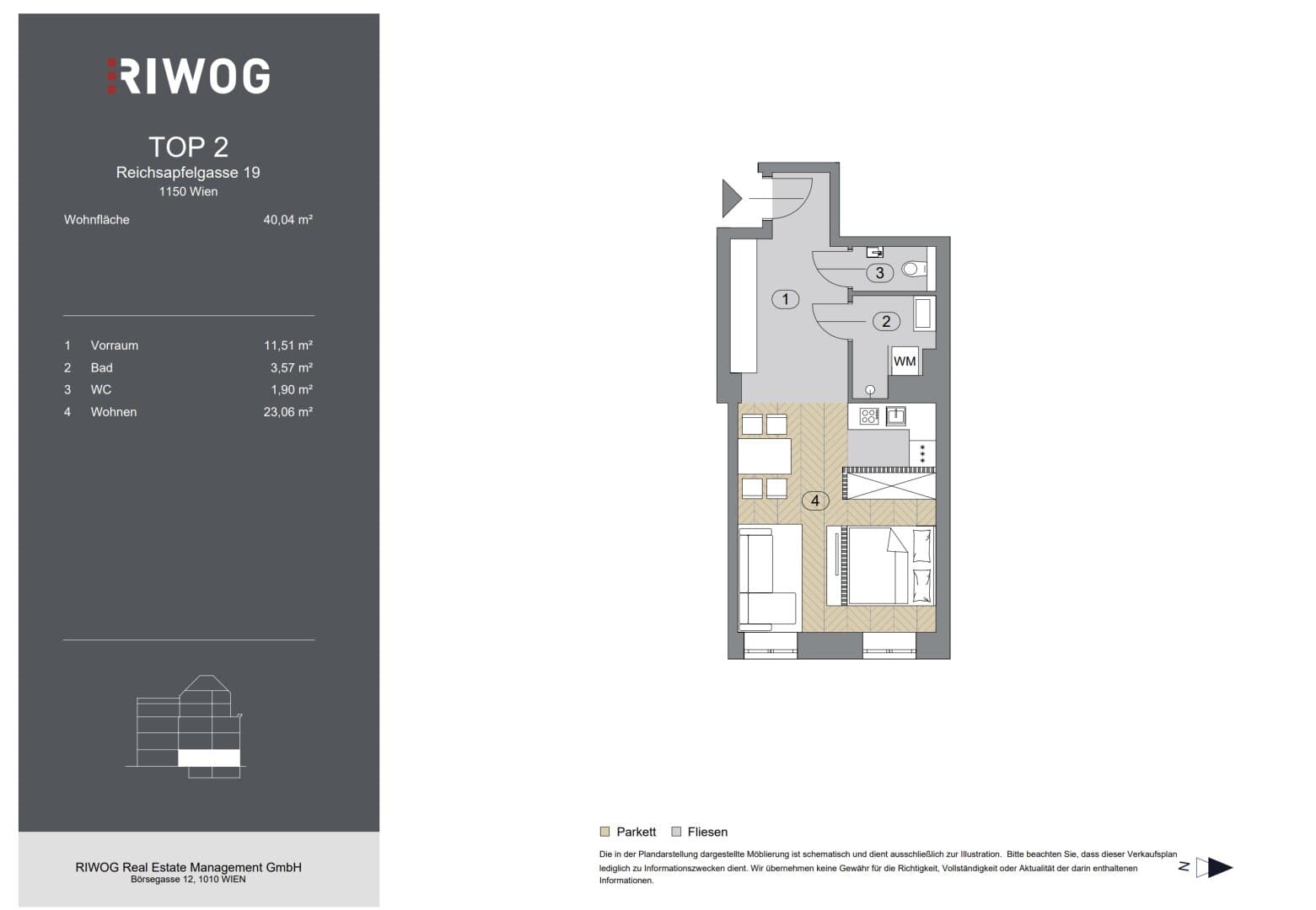 Grundriss Top 55941 — Reichsapfelgasse 19 — 1 Zimmer — 40 m² — Ground floor