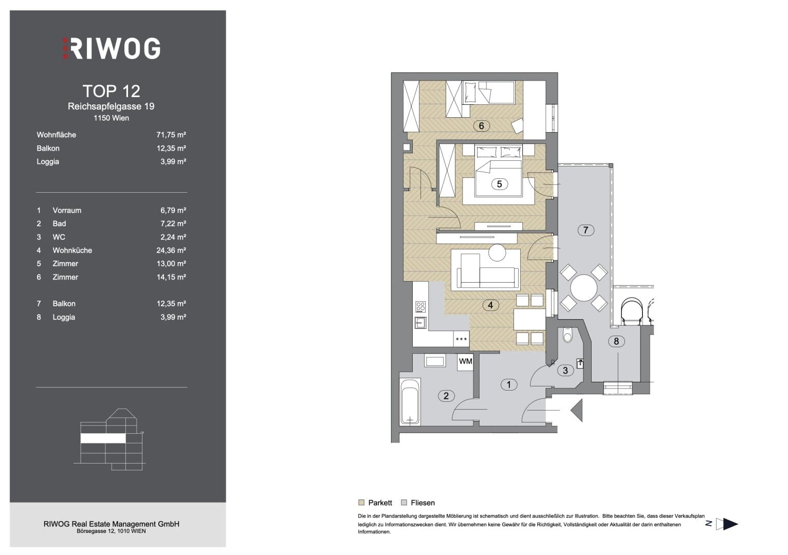 Grundriss Top 55668 — Reichsapfelgasse 19 — 3 Zimmer — 72 m² — 2nd floor