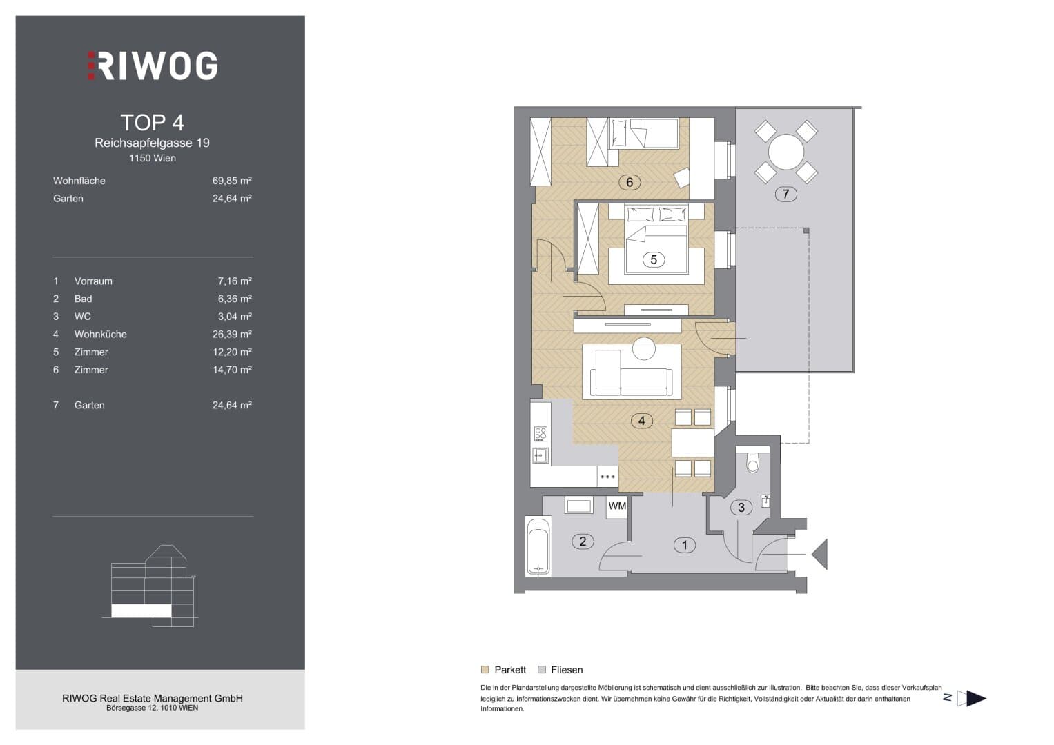 Grundriss Top 55661 — Reichsapfelgasse 19 — 3 Zimmer — 70 m² — Ground floor