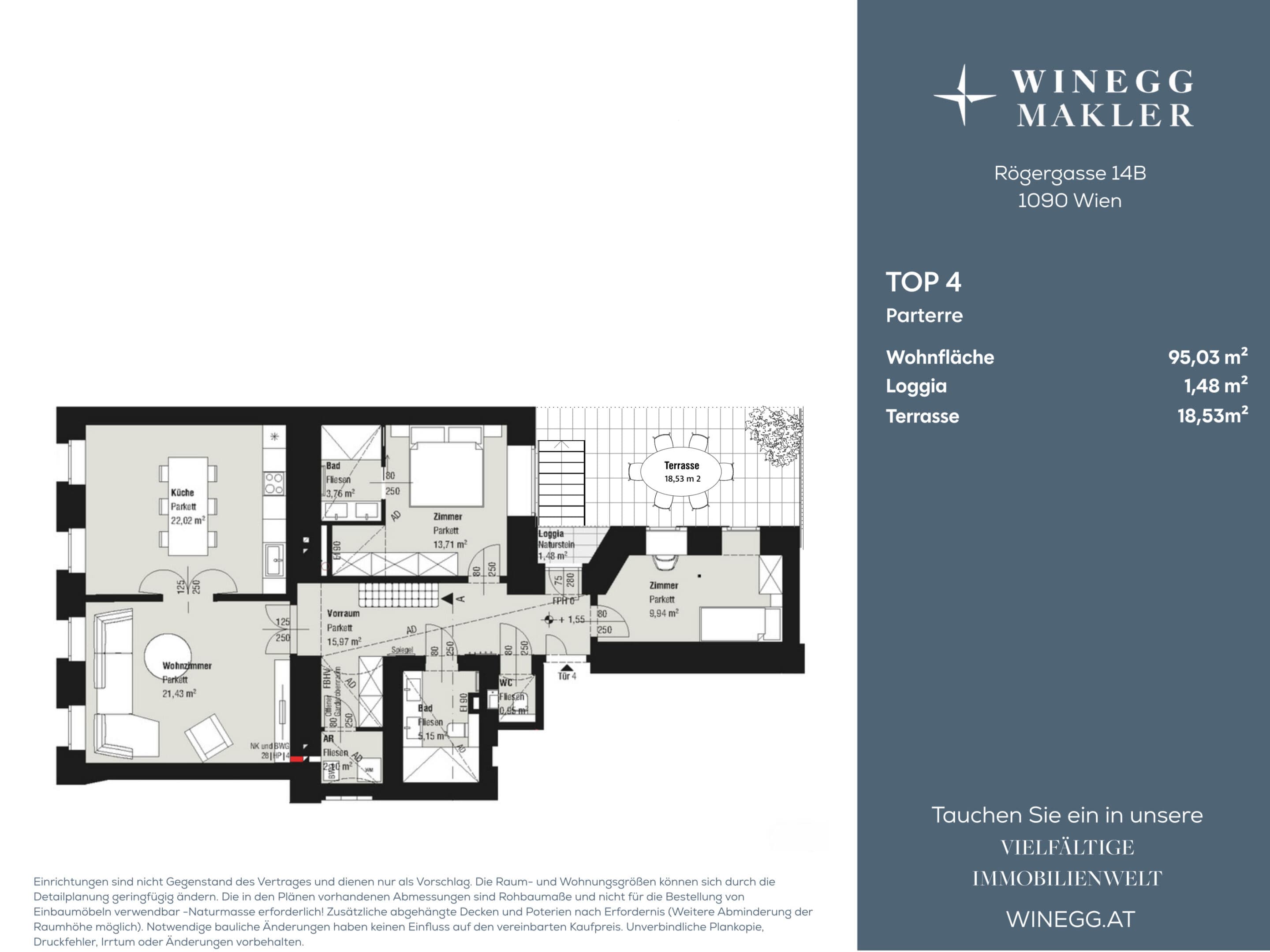 Grundriss Top 4 — Rögergasse 14B — 4 Zimmer — 95 m² — Ground floor