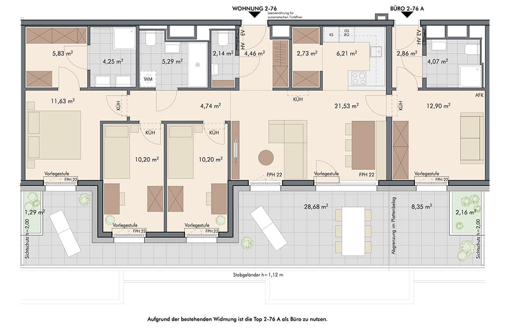 Grundriss 2-76 — Roomeo — 5 Zimmer — 109 m² — 7th floor
