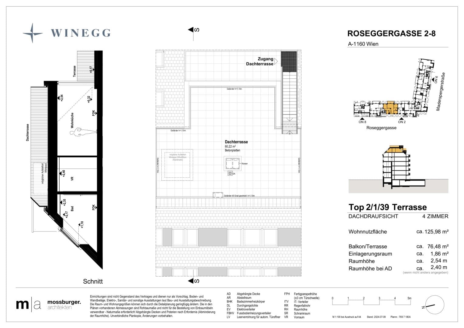 Grundriss Top 2/1/39 — Grand Garden — 4 Zimmer — 126 m² — 2nd attic floor — Grundriss 2/2