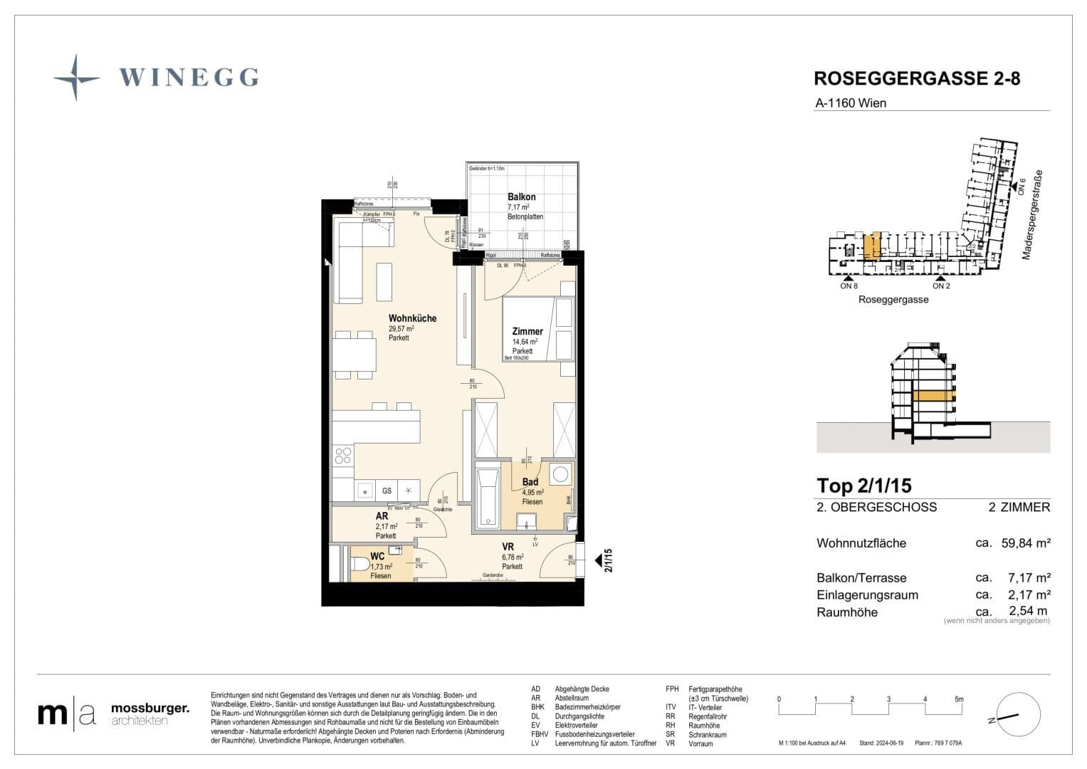 Grundriss Top 2/1/15 — Grand Garden — 2 Zimmer — 59,8 m² — 2nd floor