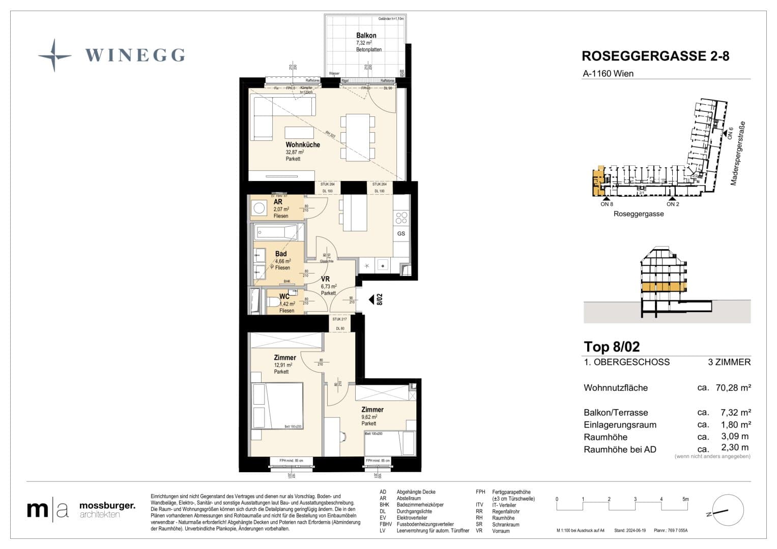 Grundriss Top 8/02 — Grand Garden — 3 Zimmer — 70,3 m² — 1st floor