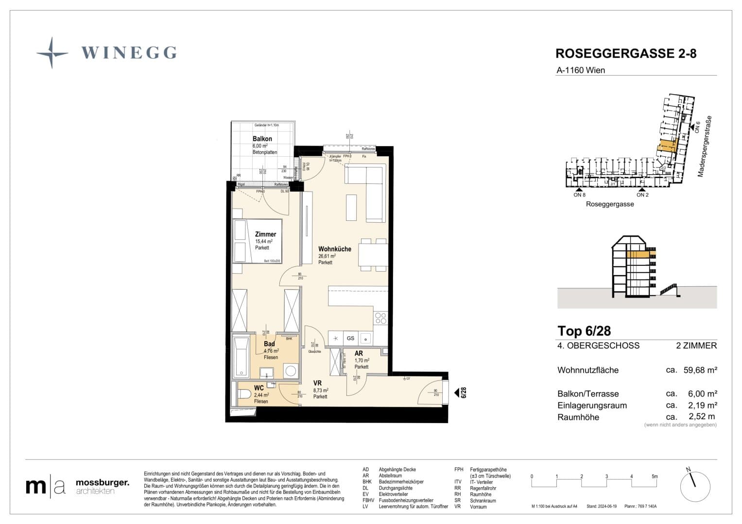 Grundriss Top 6/28 — Grand Garden — 2 Zimmer — 59,7 m² — 4th floor