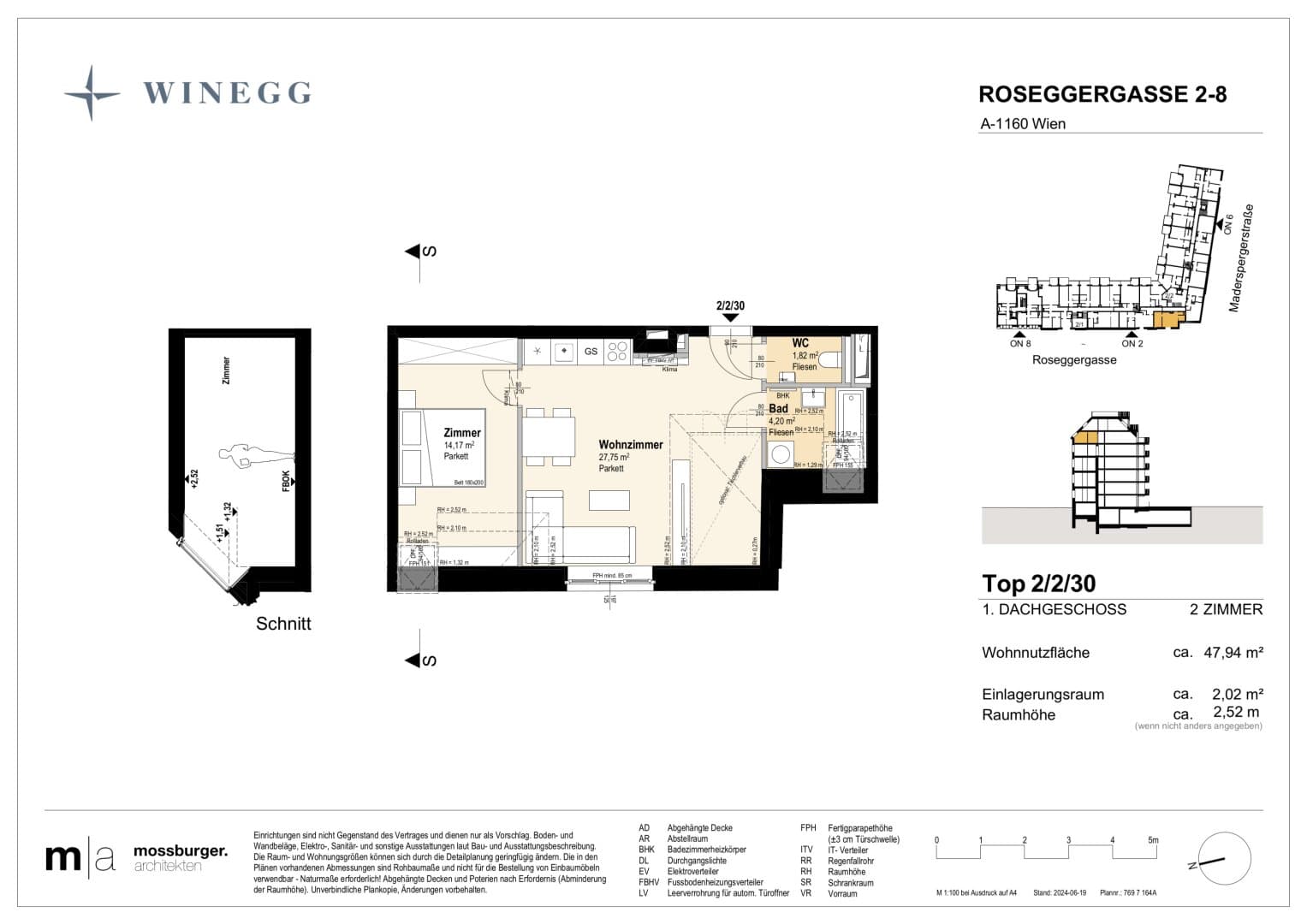 Grundriss Top 2/2/30 — Grand Garden — 2 Zimmer — 47,9 m² — 1st attic floor