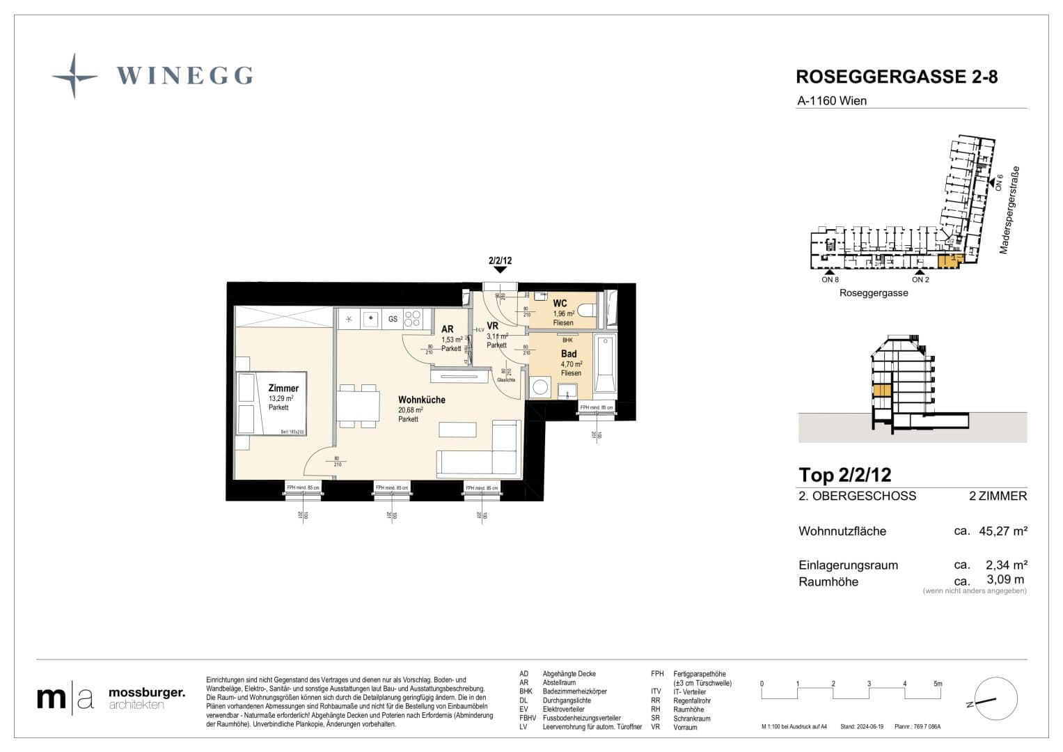 Grundriss Top 2/2/12 — Grand Garden — 2 Zimmer — 45,3 m² — 2nd floor