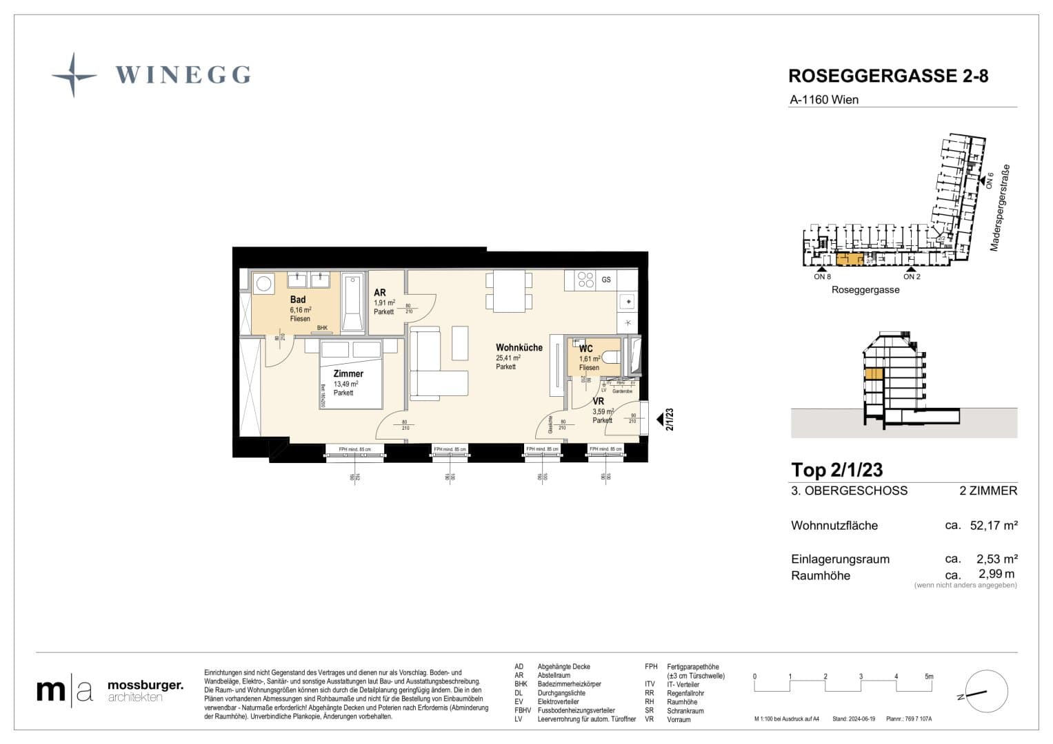 Grundriss Top 2/1/23 — Grand Garden — 2 Zimmer — 52,3 m² — 3rd floor