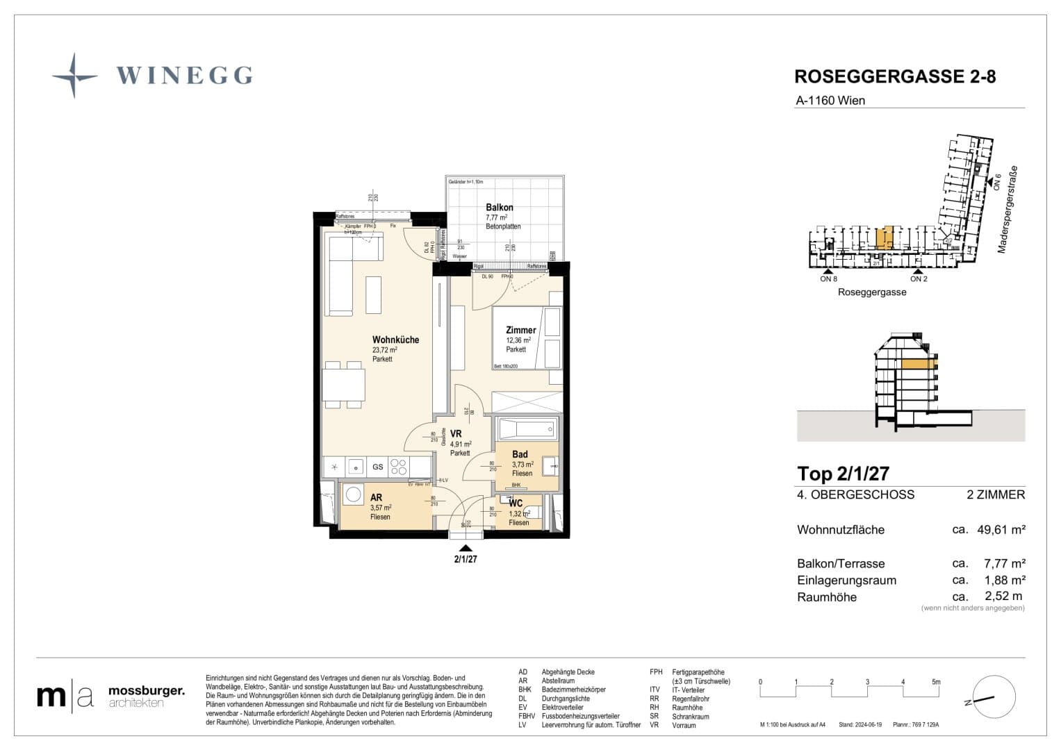 Grundriss Top 2/1/27 — Grand Garden — 2 Zimmer — 49,7 m² — 4th floor