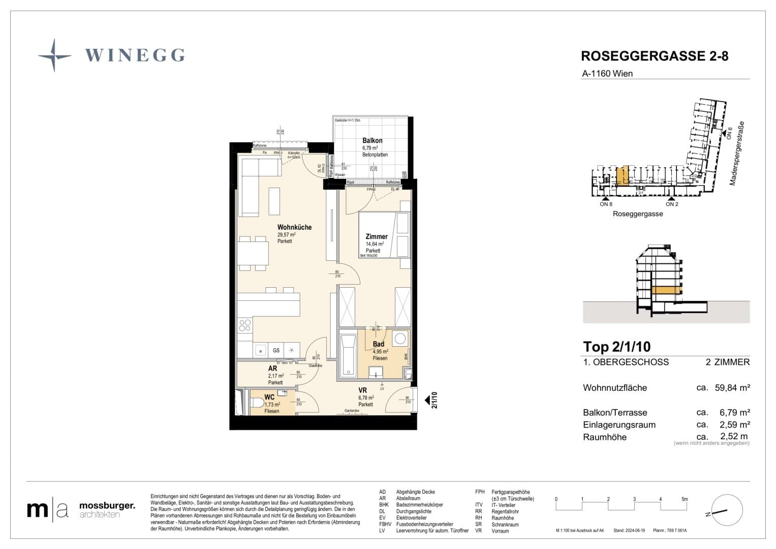 Grundriss Top 2/1/10 — Grand Garden — 2 Zimmer — 59,8 m² — 1st floor